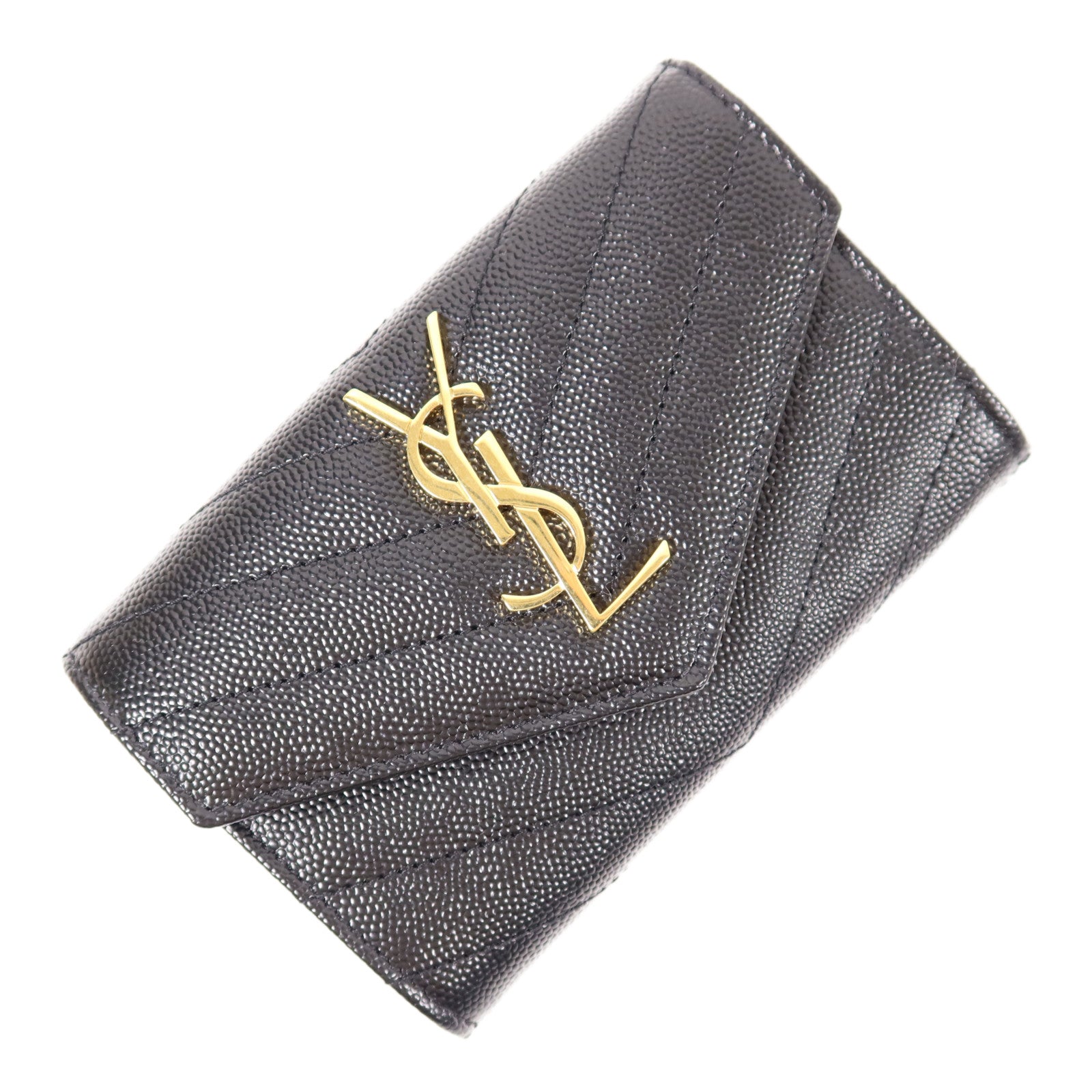 SAINT LAURENT 皮革Cassandre Matelasse Small金扣錢包