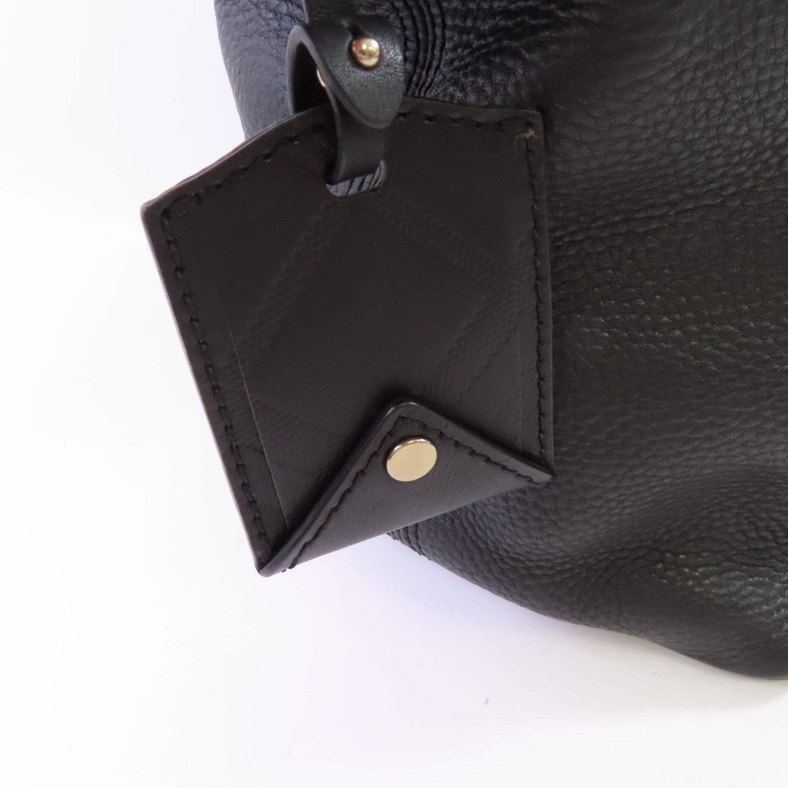 BURBERRY 【激減優惠】牛皮皮革Bucket 2Way Bag銀扣手挽肩背兩用袋黑色