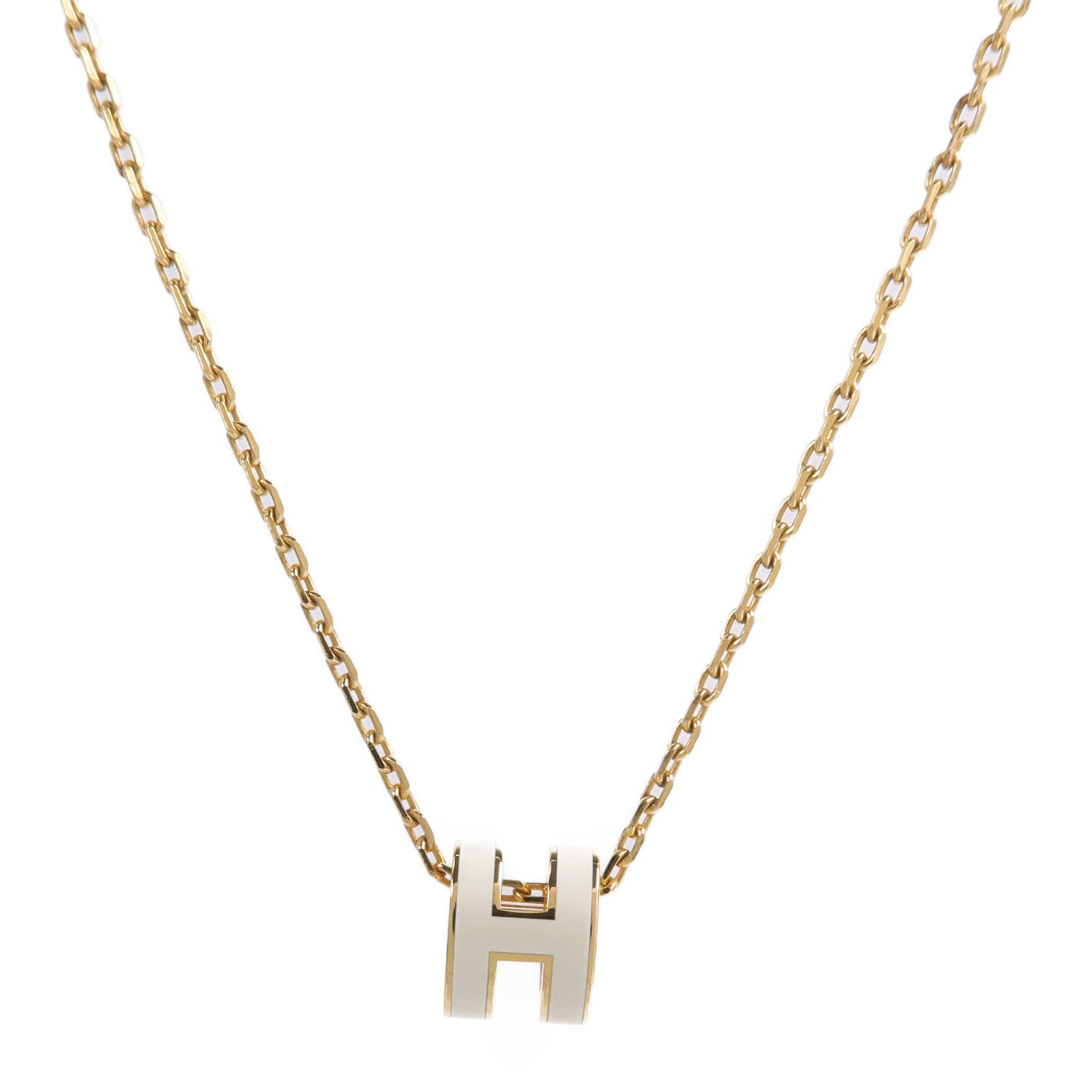 HERMES 金屬Mini Pop H Pendant項鍊Blanc