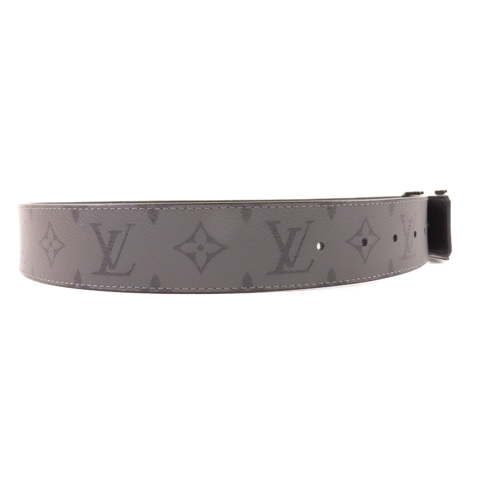 LOUIS VUITTON Monogram Eclipse Reverse銀扣皮帶