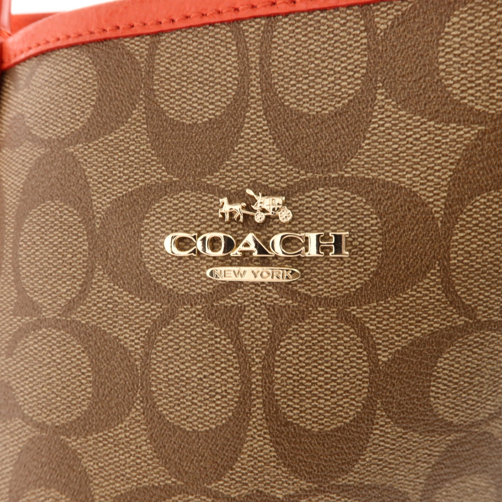 COACH 塗層帆布/牛皮皮革Tote Bag手挽袋
