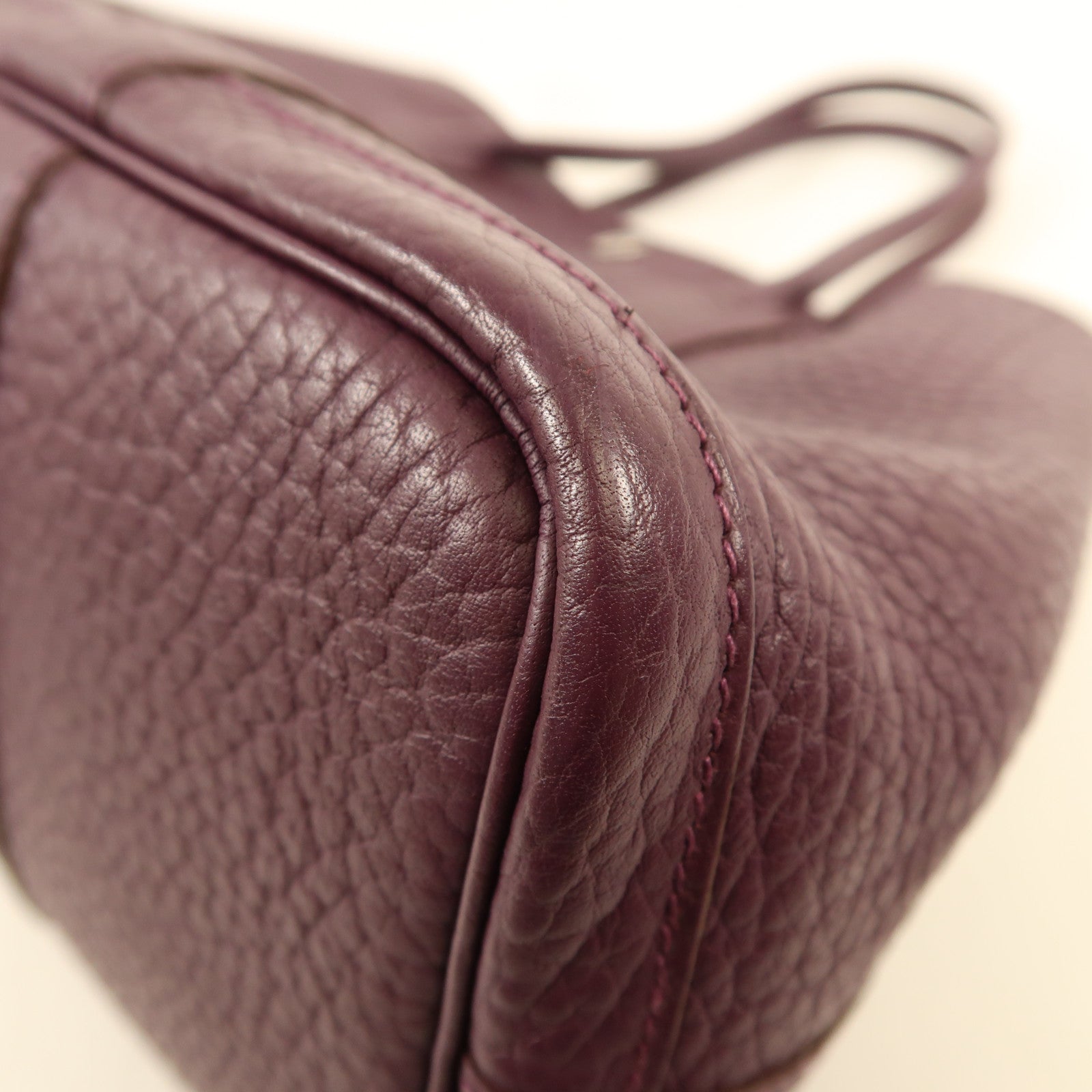 HERMES Fjord皮革Garden Party TPM銀扣手挽袋Cassis