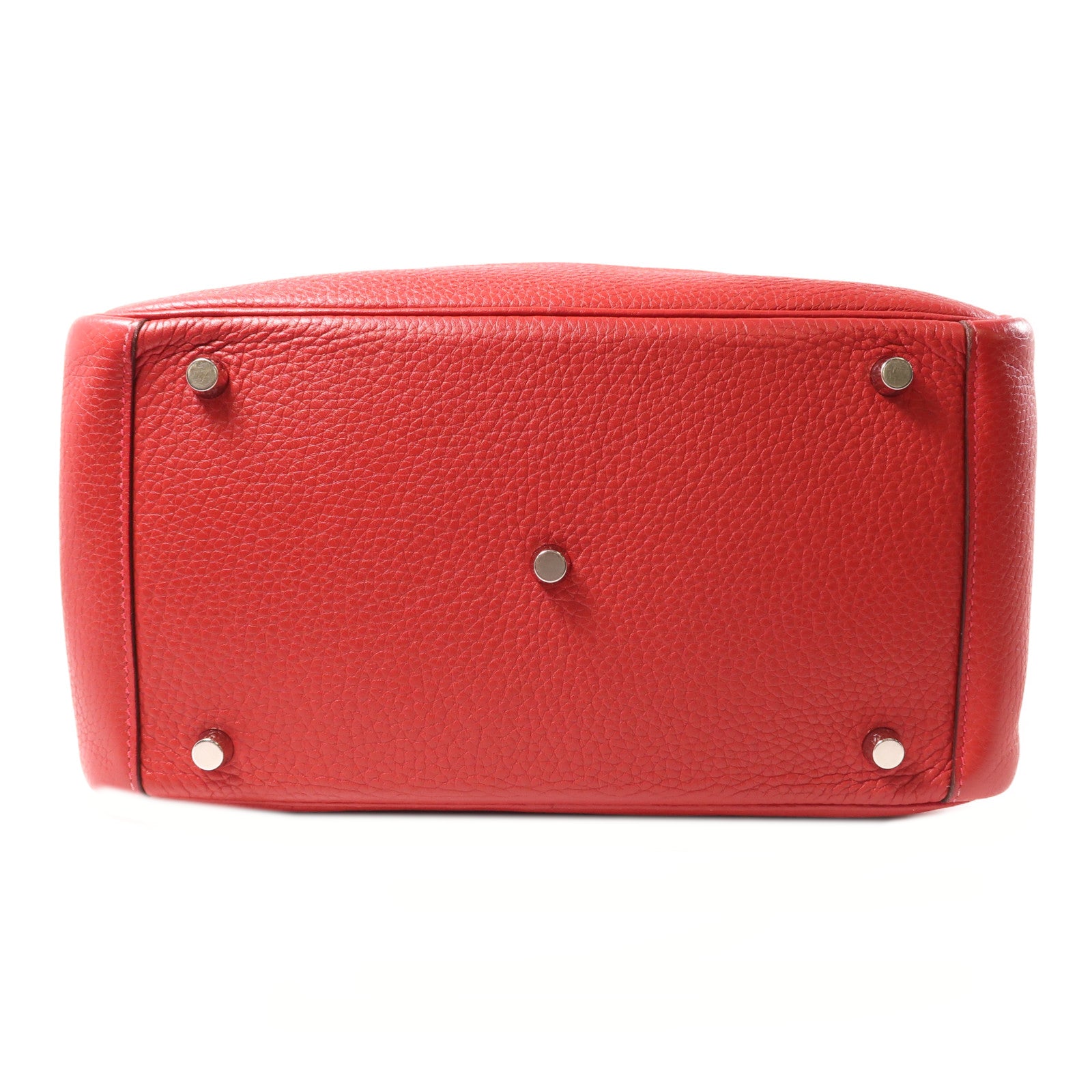 HERMES Clemence皮革Lindy 30銀扣手挽肩背兩用袋Rouge Casaque紅色