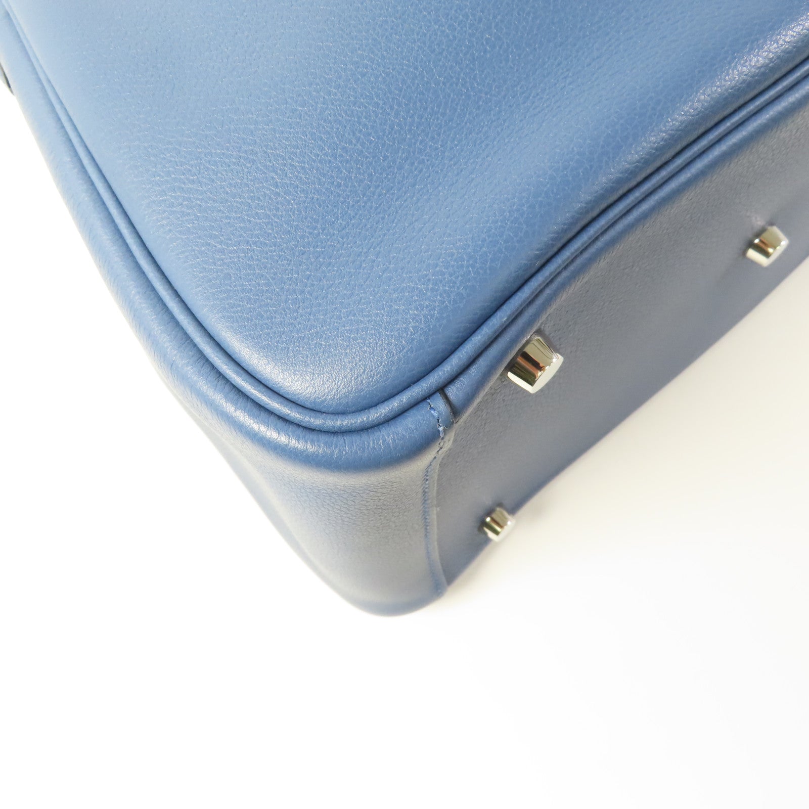 HERMES PHW Lindy 30 2way Shoulder Bag Evercolor Bleu Agate
