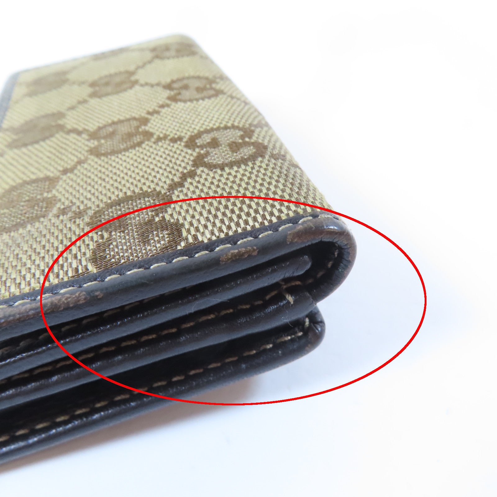 GUCCI 帆布Double Hook Wallet金扣錢包啡色
