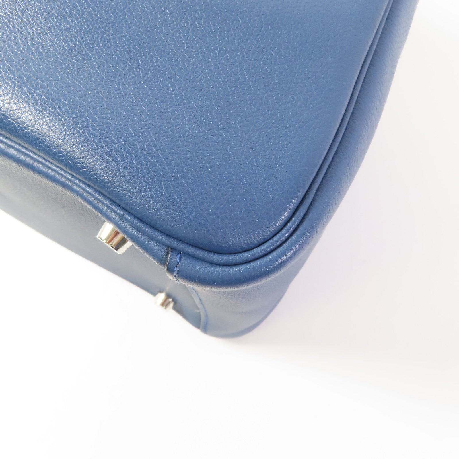 HERMES PHW Lindy 30 2way Shoulder Bag Evercolor Bleu Agate