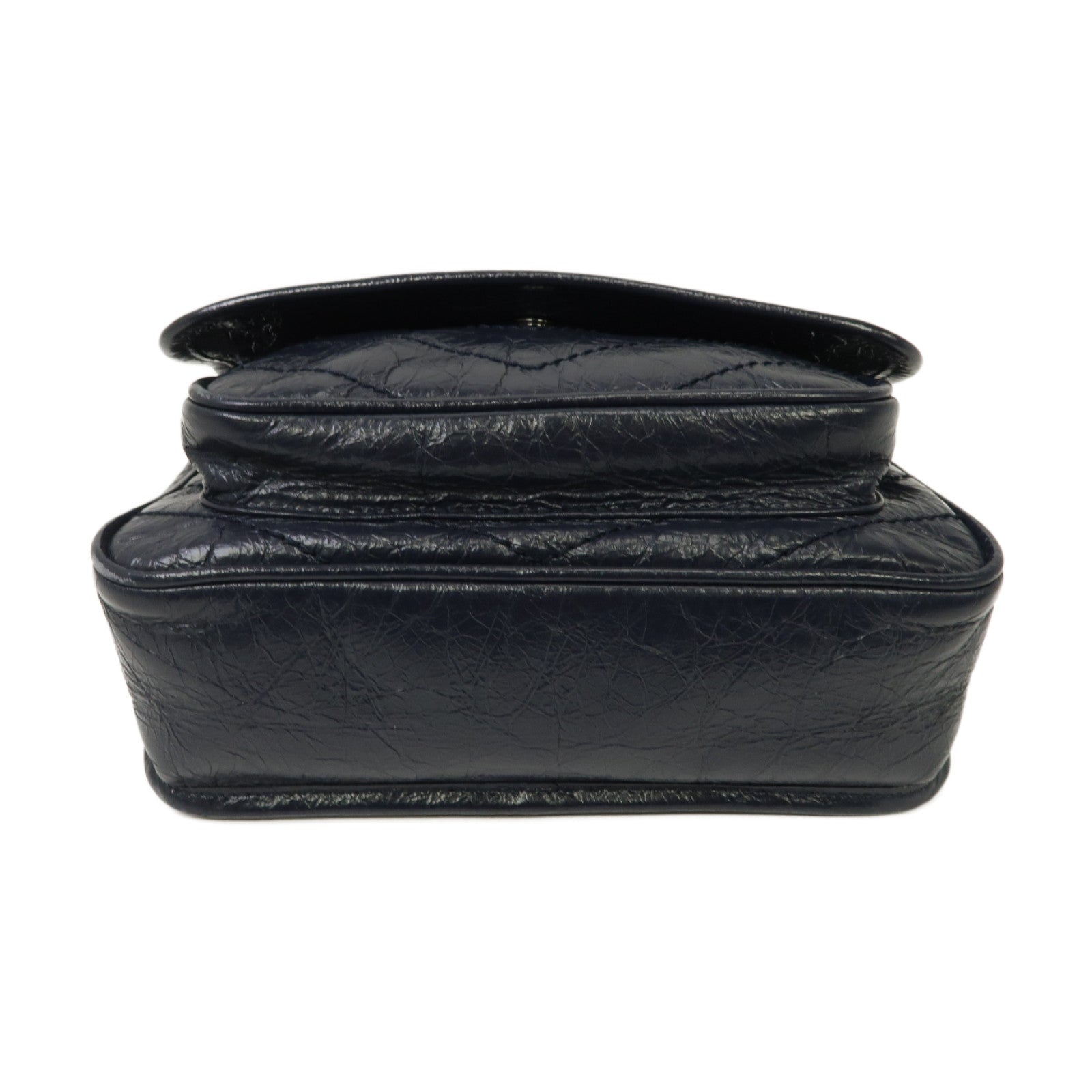 SAINT LAURENT 牛皮皮革Mini Niki Chain Shoulder Bag銀扣鏈帶肩背袋藍色