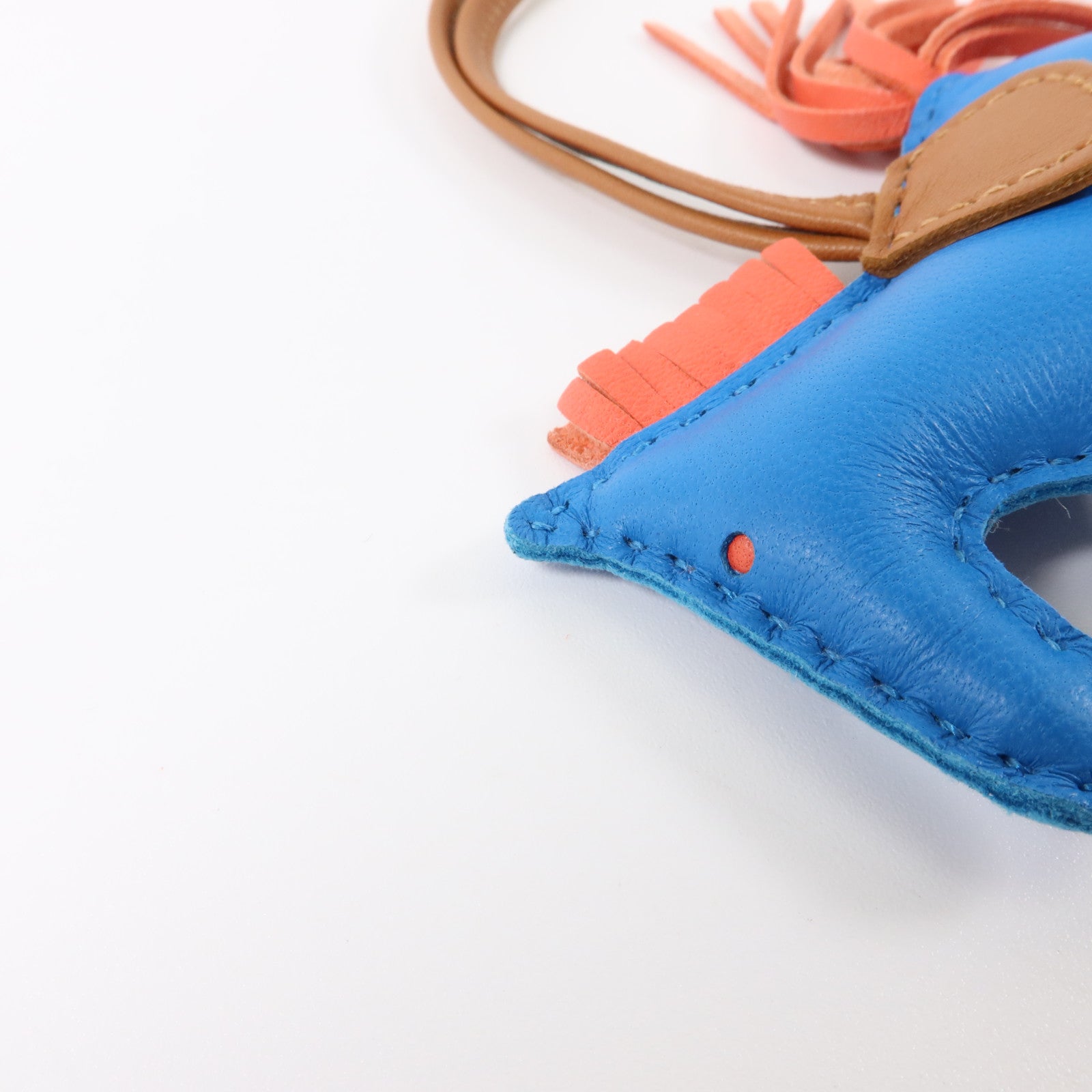 HERMES Milo皮革Rodeo PM掛飾Bleu Zanzibar/Gold/Rose Texas