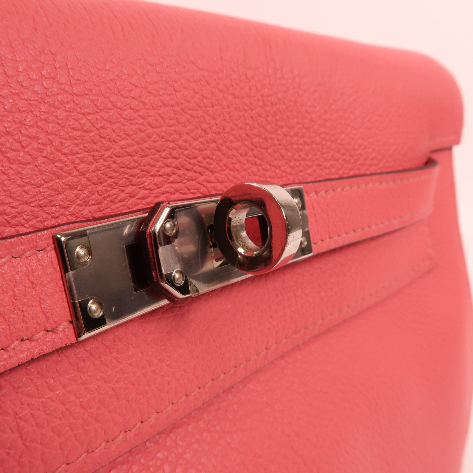 HERMES Ever Color皮革Kelly Danse銀扣肩背袋Rose Azalee