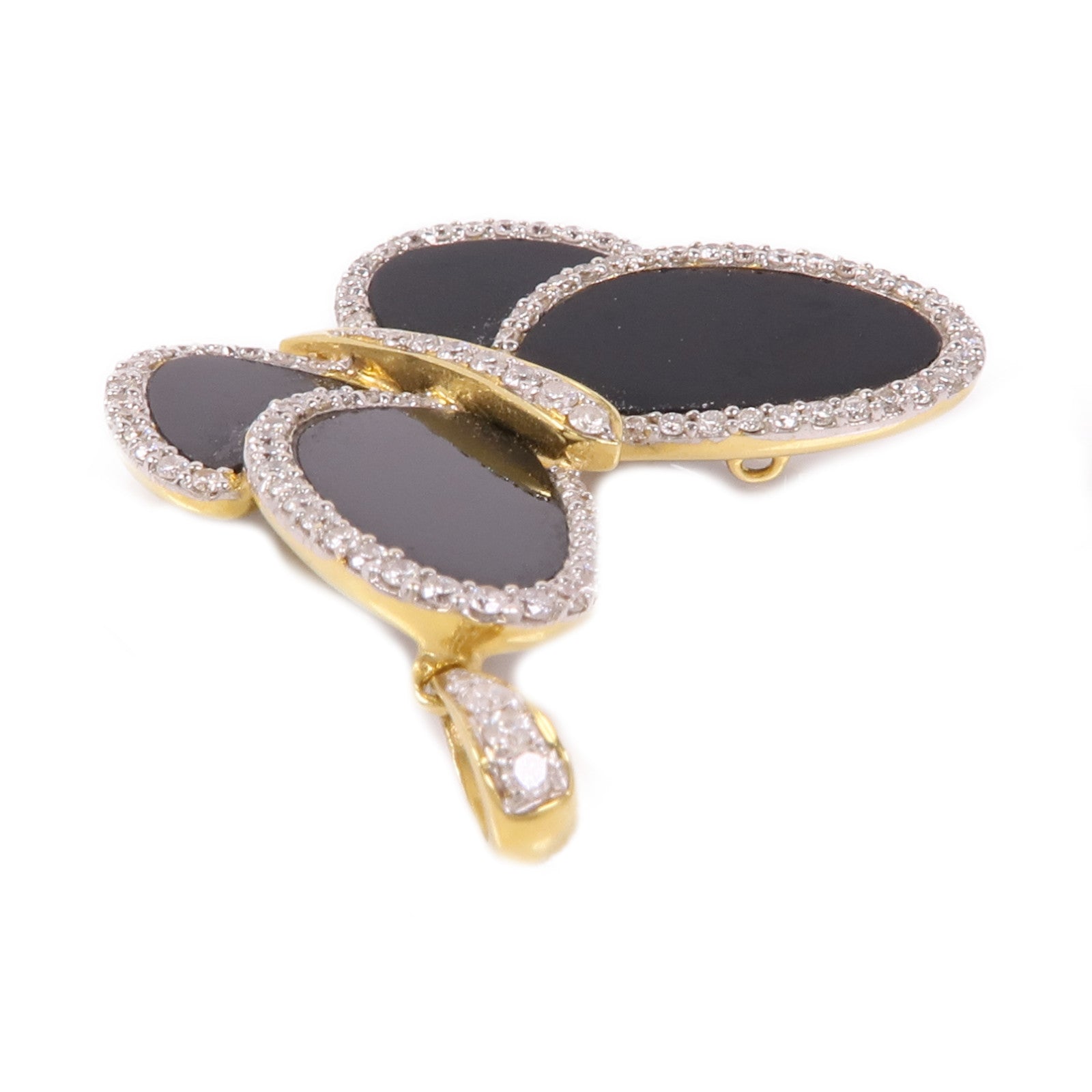 JEWELRY 18K黃金Black Onyx/Diamond Pendant Top黑瑪瑙/鑽石吊墜