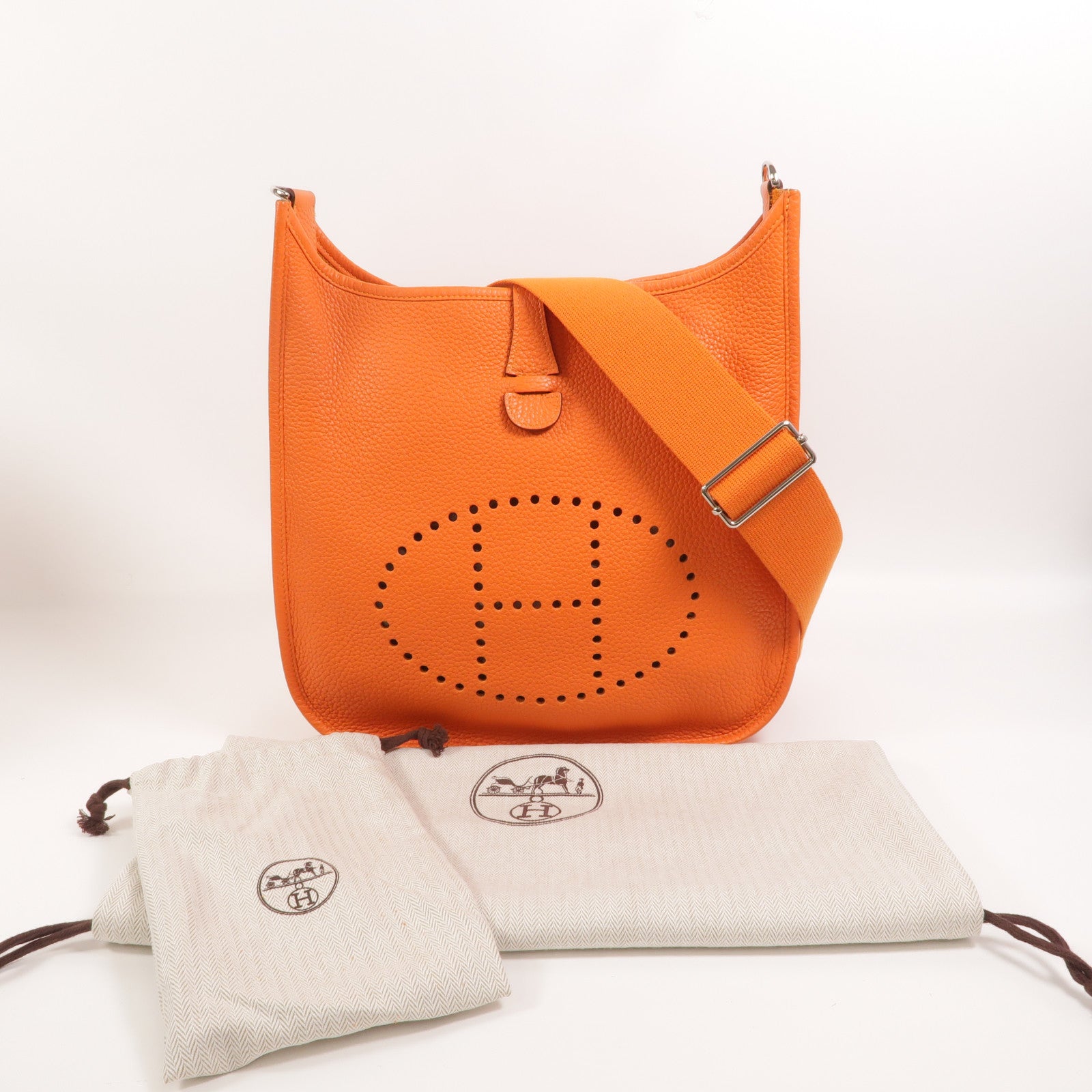 HERMES Clemence皮革Evelyne PM肩背袋Feu
