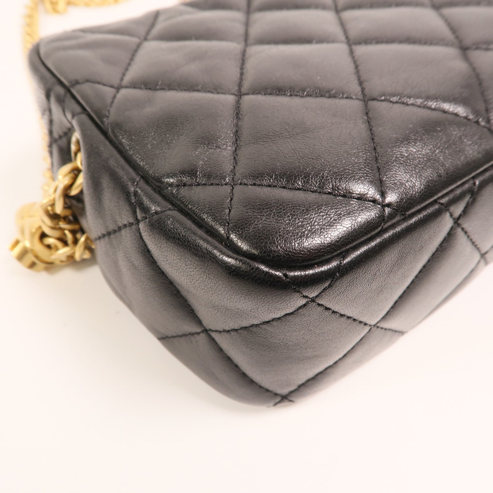 CHANEL 【激減優惠】羊皮皮革Chain Shoulder金扣鏈帶肩背袋