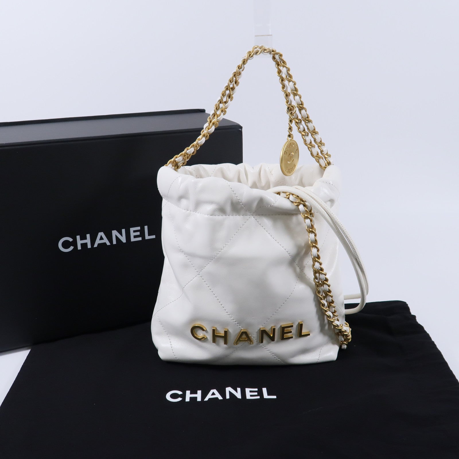 CHANEL 【激減優惠】牛皮皮革22 Mini鏈帶肩背袋