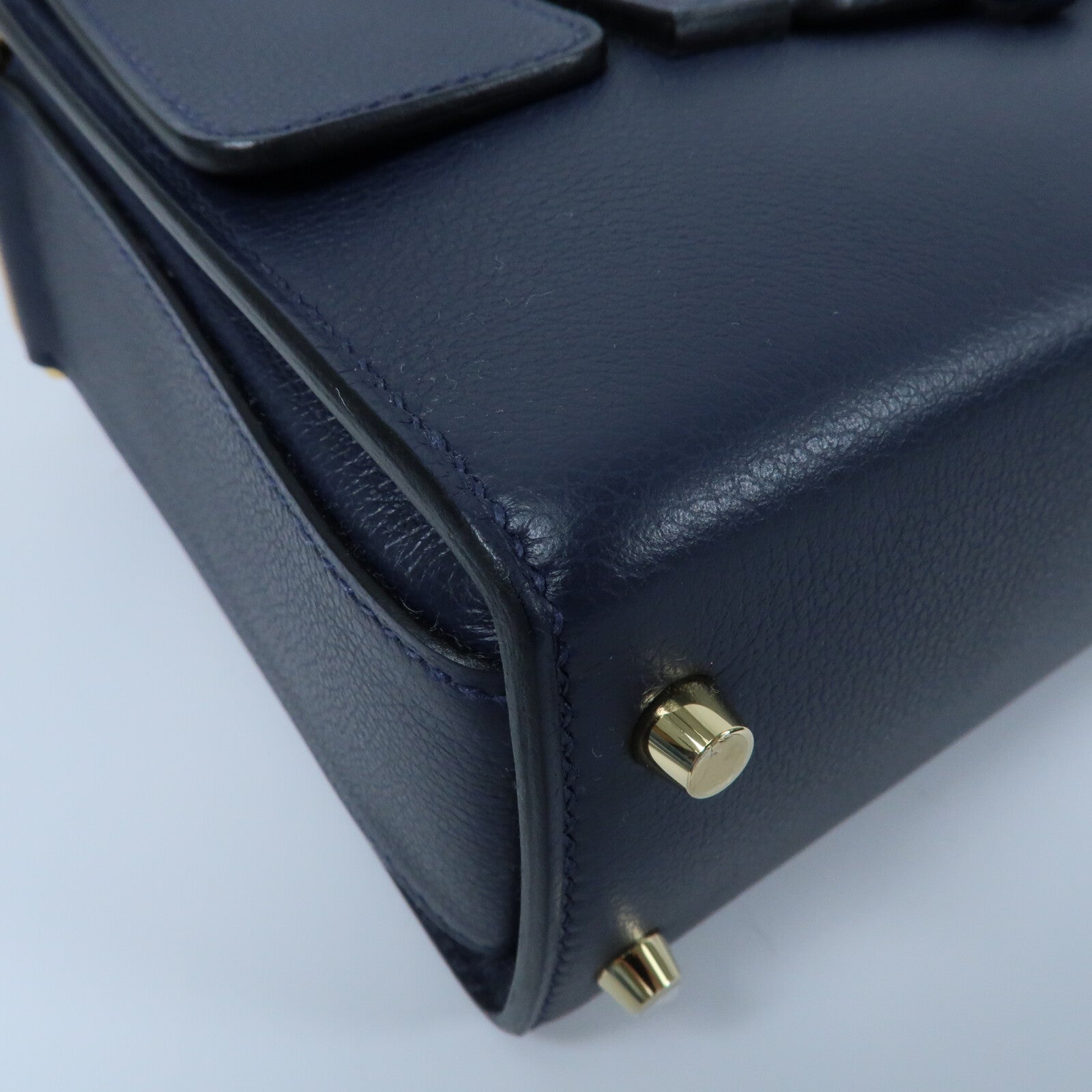 HERMES Evercolor皮革New Drag II金扣手挽肩背兩用袋Bleu Nuit