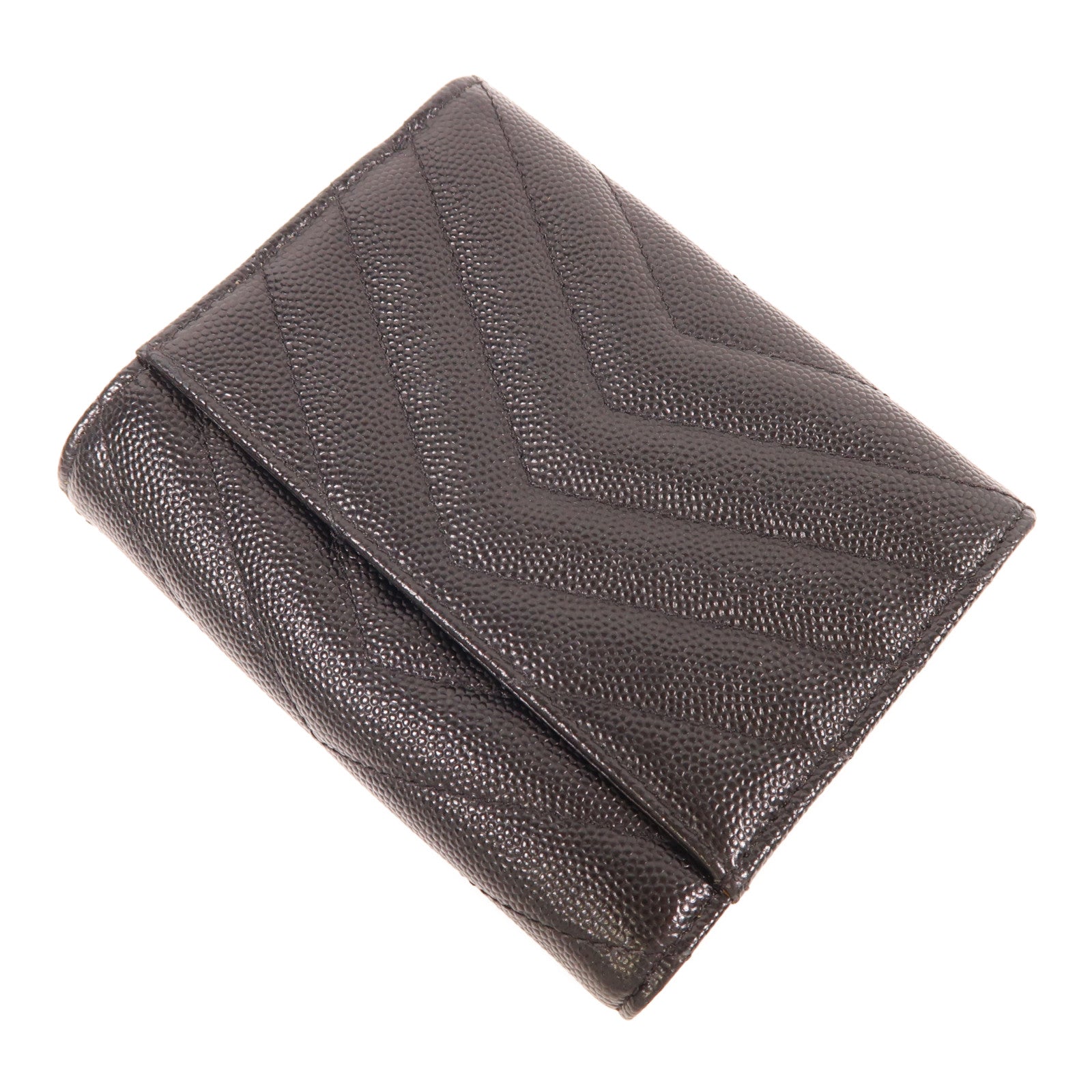 YVES SAINT LAURENT 皮革Tri-Fold Wallet金扣錢包黑色