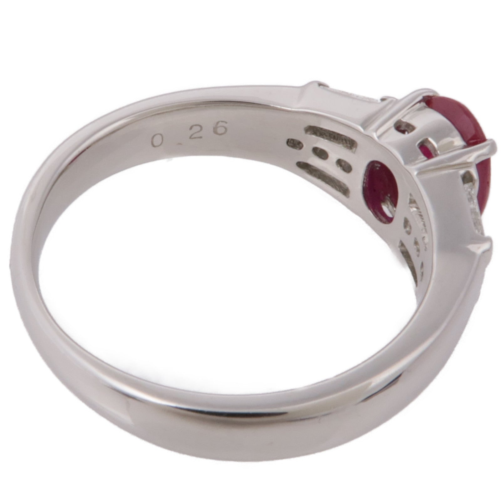 JEWELRY 【激減優惠】PT900鉑金Ruby Diamond Ring紅寶石/鑽石戒指US#7.25