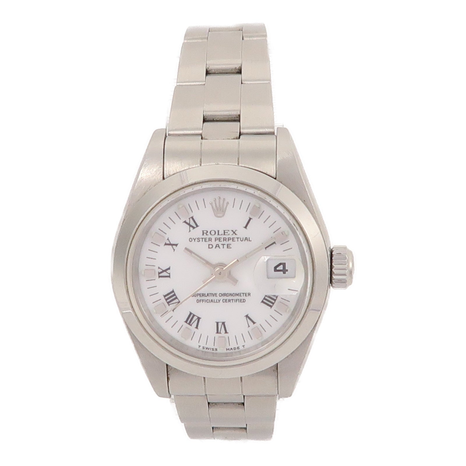 ROLEX Oyster Perpetual Lady Date Automatic Watch 69160 Stainless Steel White