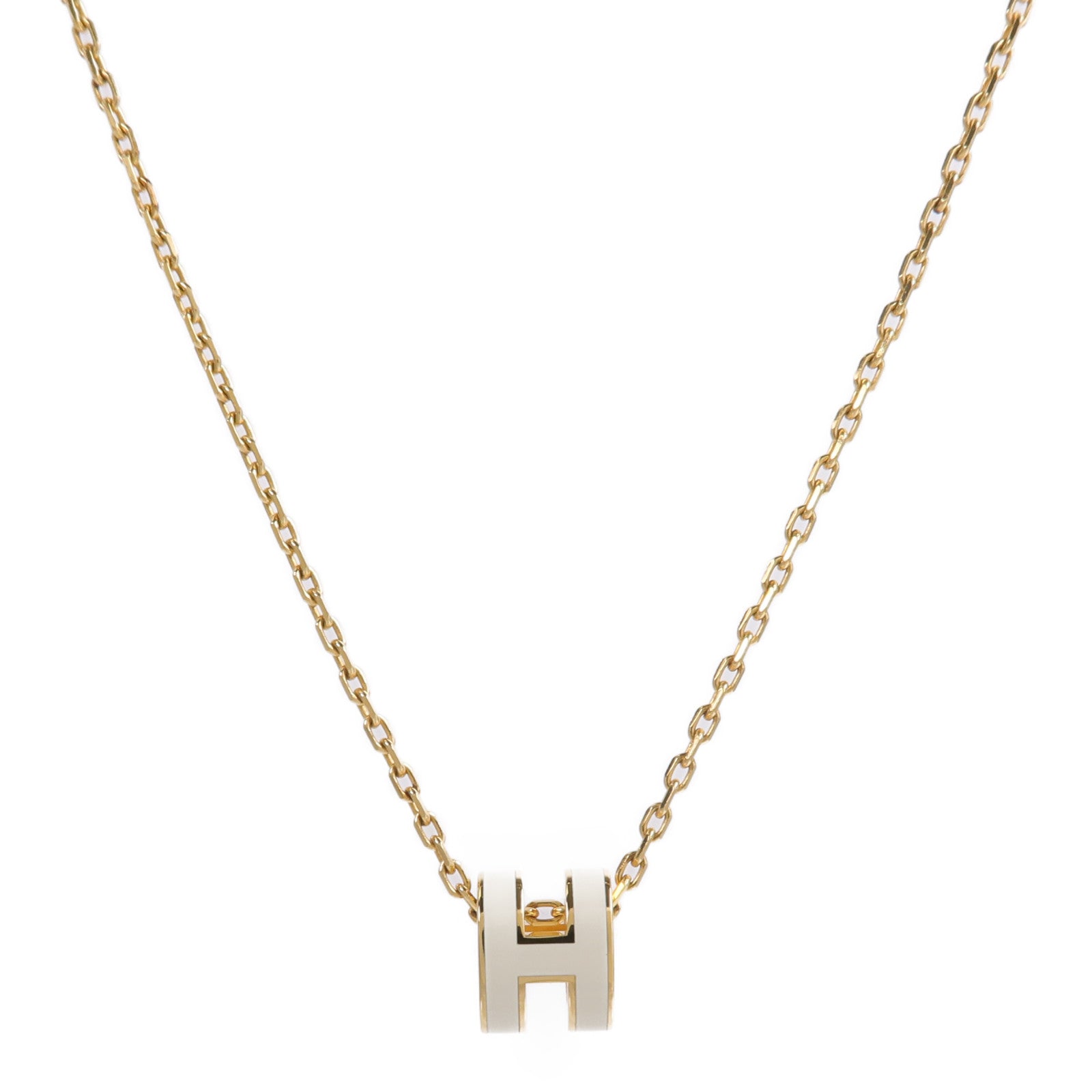 HERMES 金屬Mini Pop H Pendant項鍊Blanc