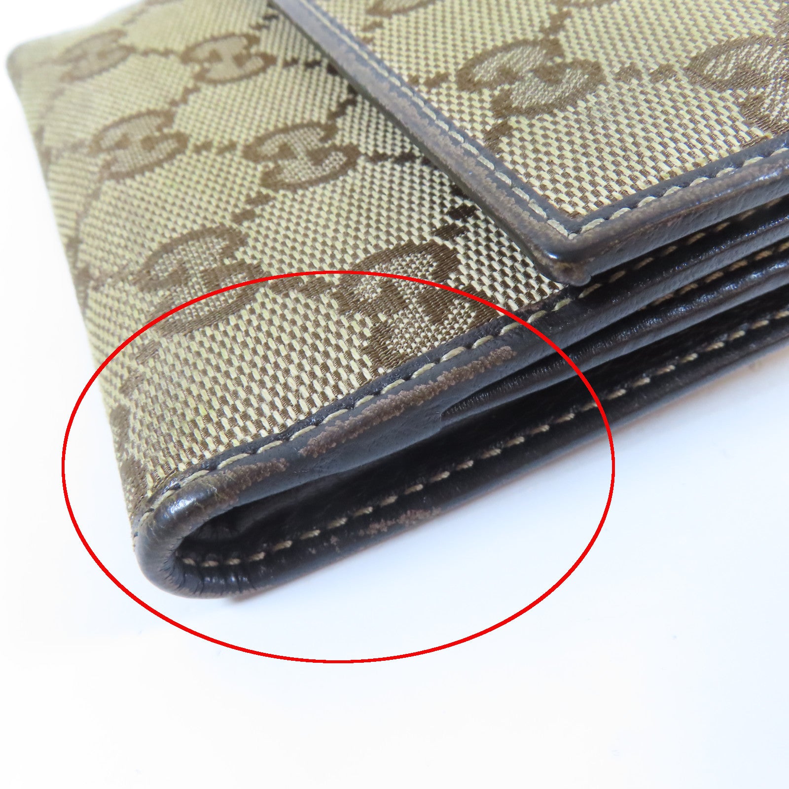 GUCCI 帆布Double Hook Wallet金扣錢包啡色