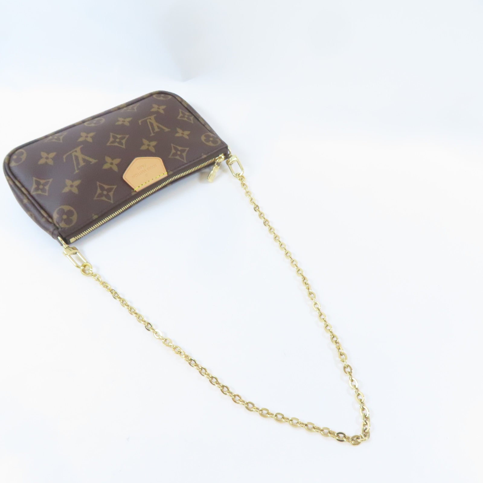 LOUIS VUITTON Monogram Multi Pochette Accessories金扣肩背袋啡色