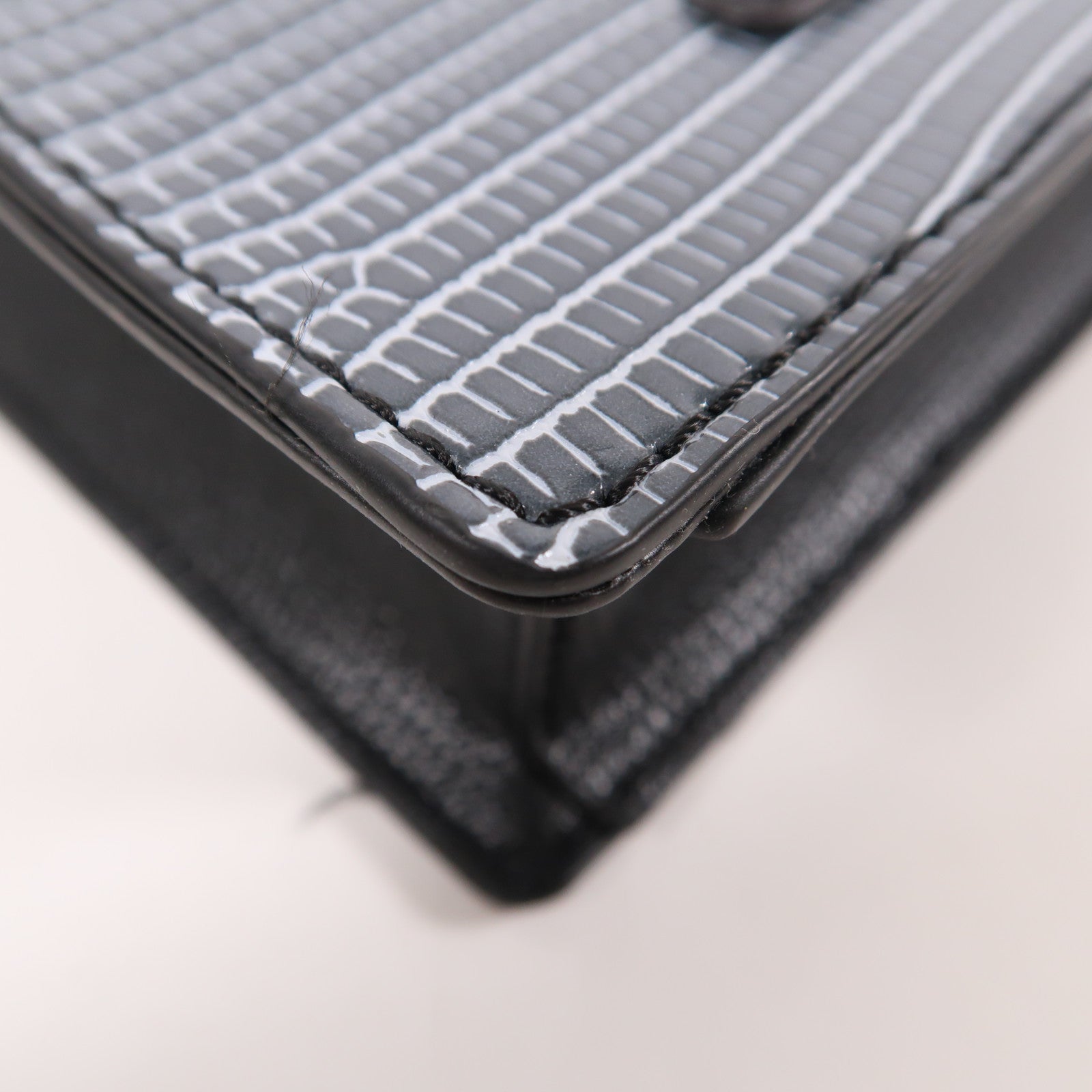 KARL LAGERFELD SHW 2 Way Shoulder Bag Calfskin Leather Blue Gray