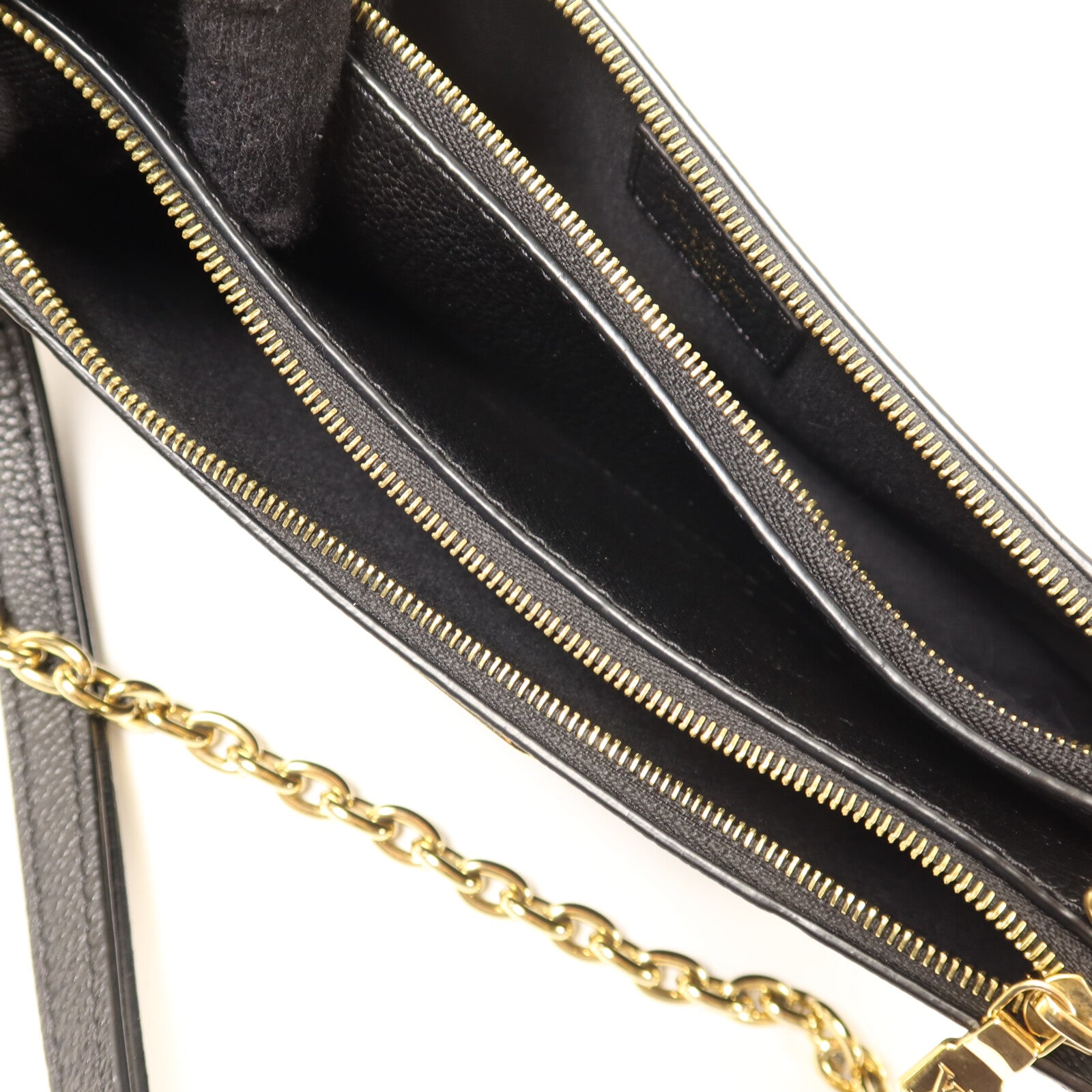LOUIS VUITTON Monogram Empreinte Liv Pochette金扣鏈帶手挽肩背兩用袋