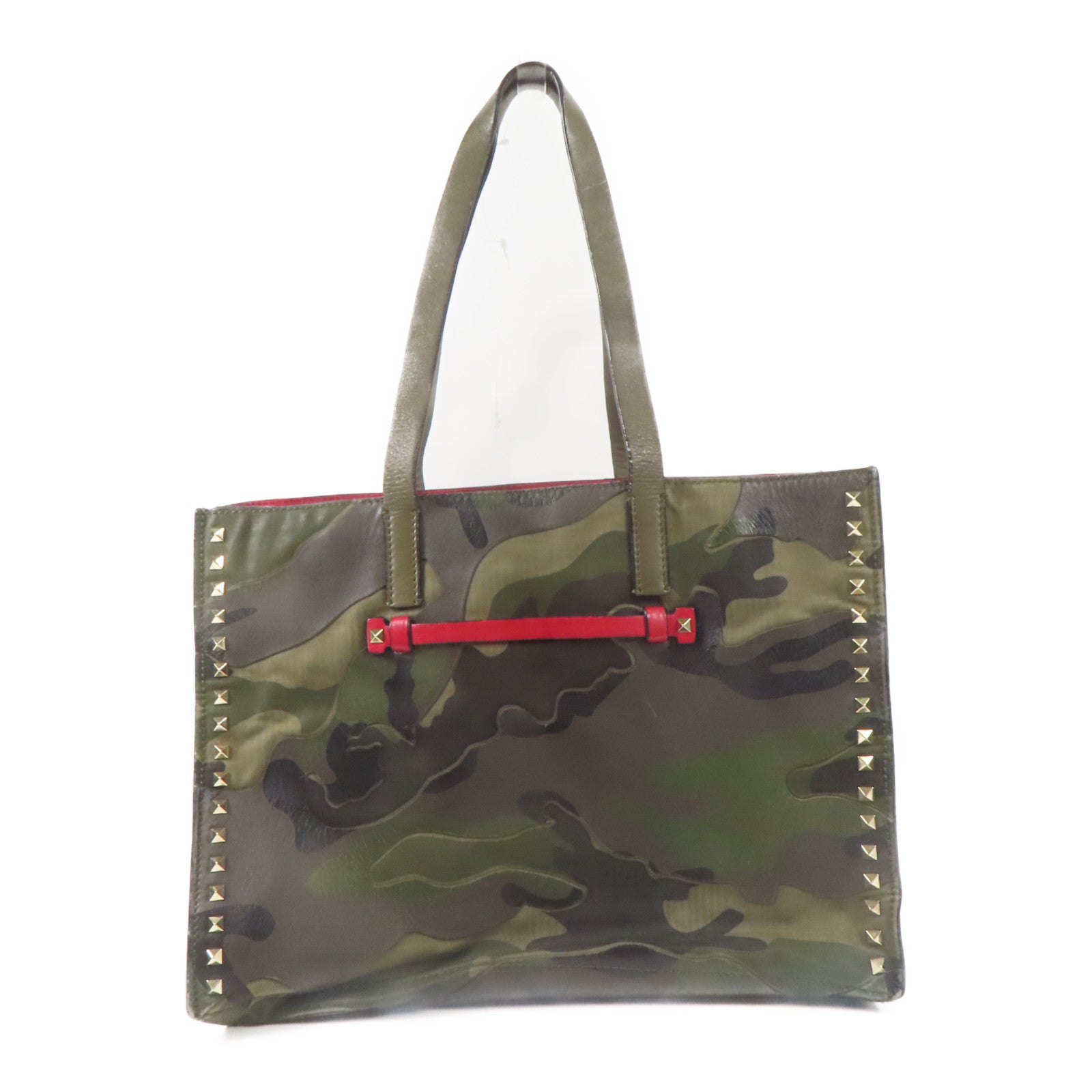 Valentino 帆布Tote Bag金扣手挽袋綠色