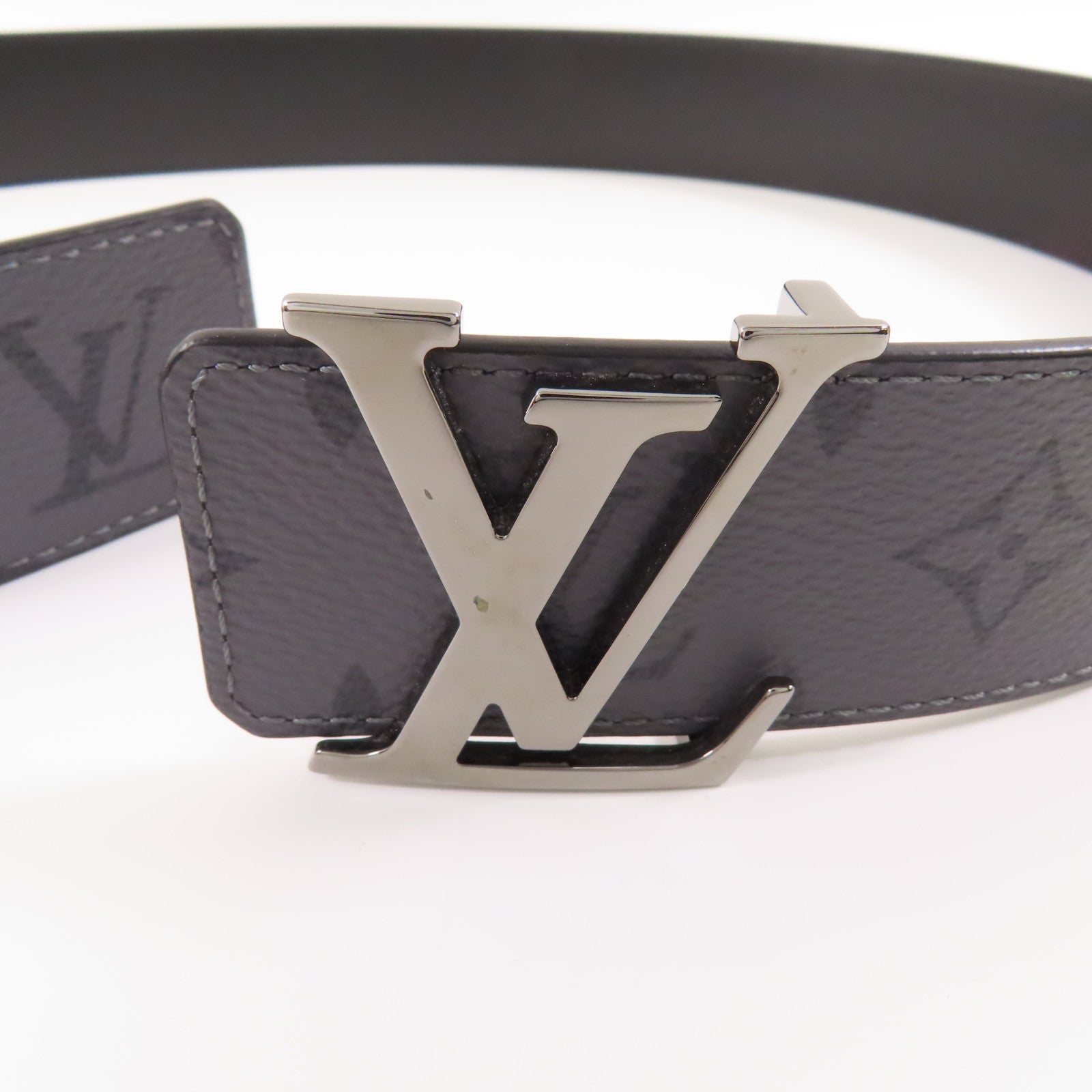 LOUIS VUITTON Monogram Eclipse Reverse銀扣皮帶