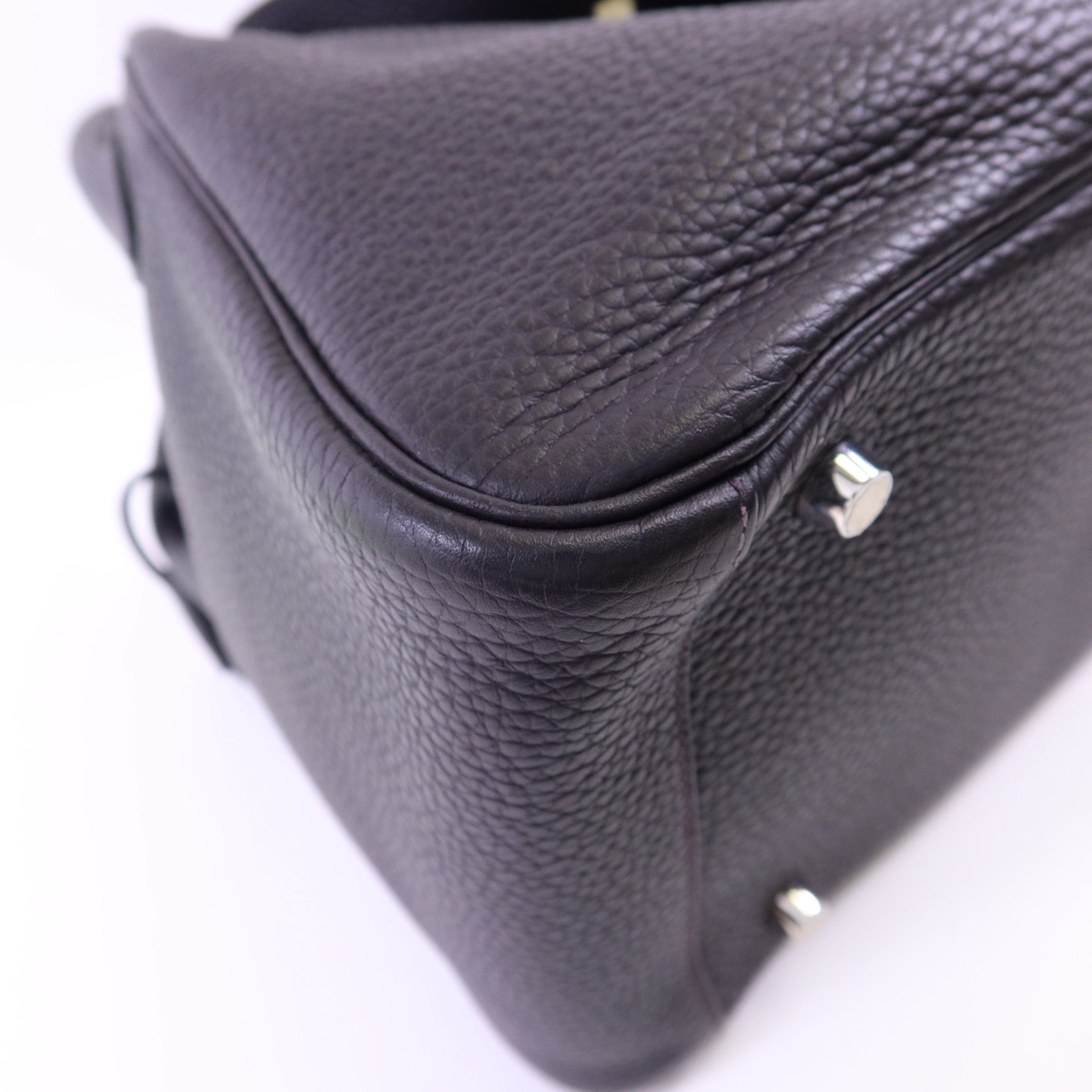 HERMES Clemence皮革Lindy 30銀扣手挽肩背兩用袋Prunoir