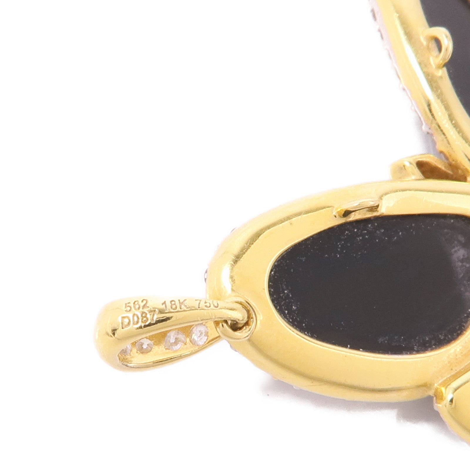 JEWELRY 18K黃金Black Onyx/Diamond Pendant Top黑瑪瑙/鑽石吊墜