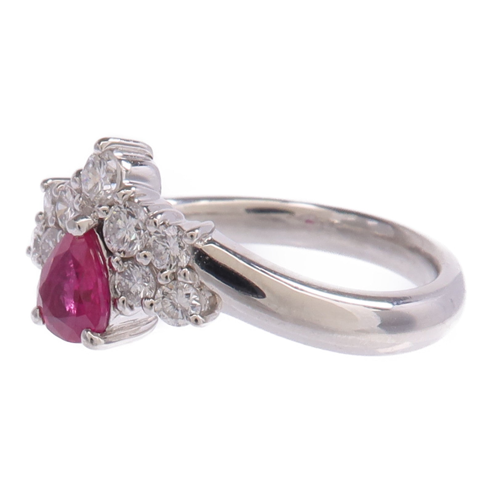 JEWELRY 【激減優惠】PT900鉑金Ruby Diamond Ring紅寶石/鑽石戒指US#6.25