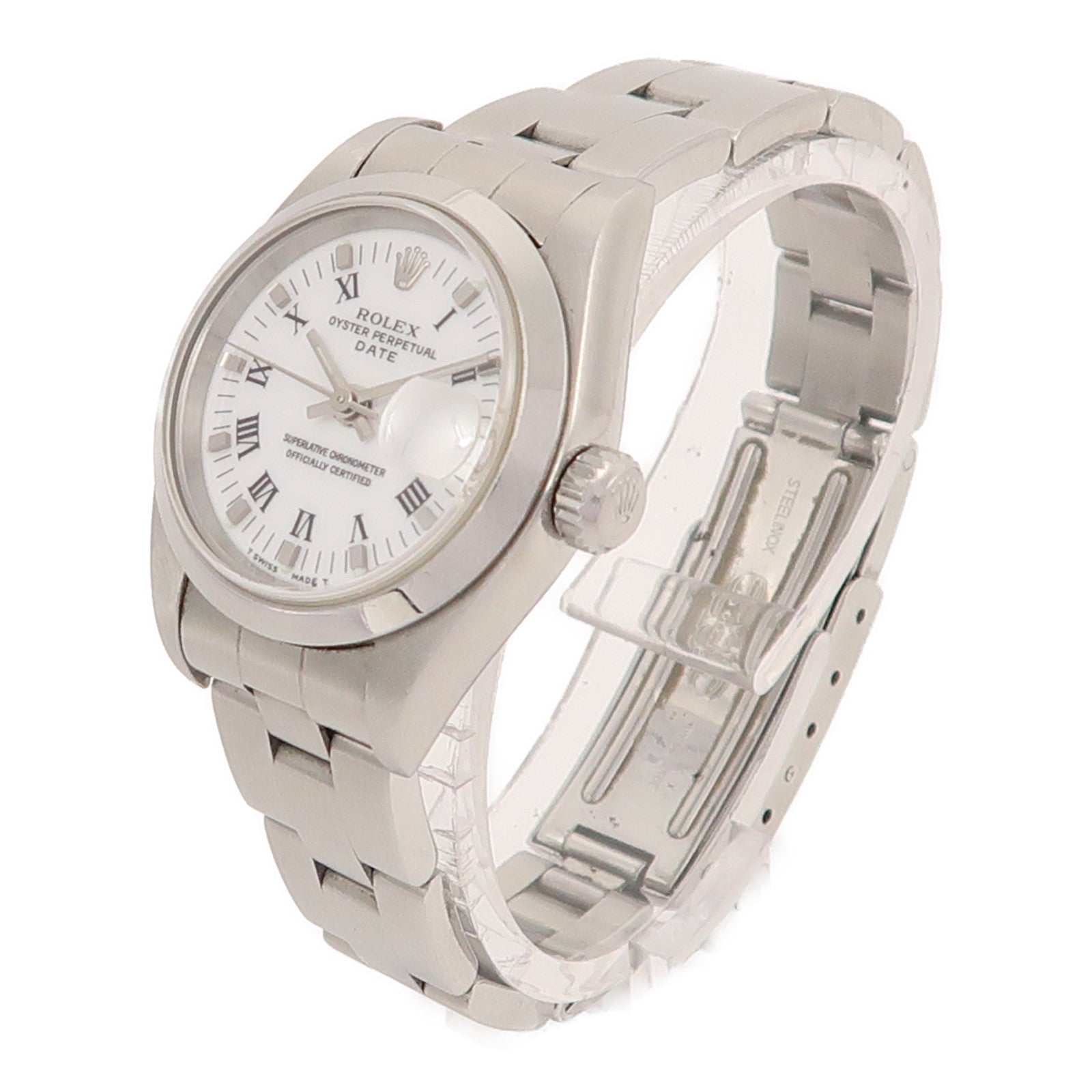 ROLEX Oyster Perpetual Lady Date Automatic Watch 69160 Stainless Steel White