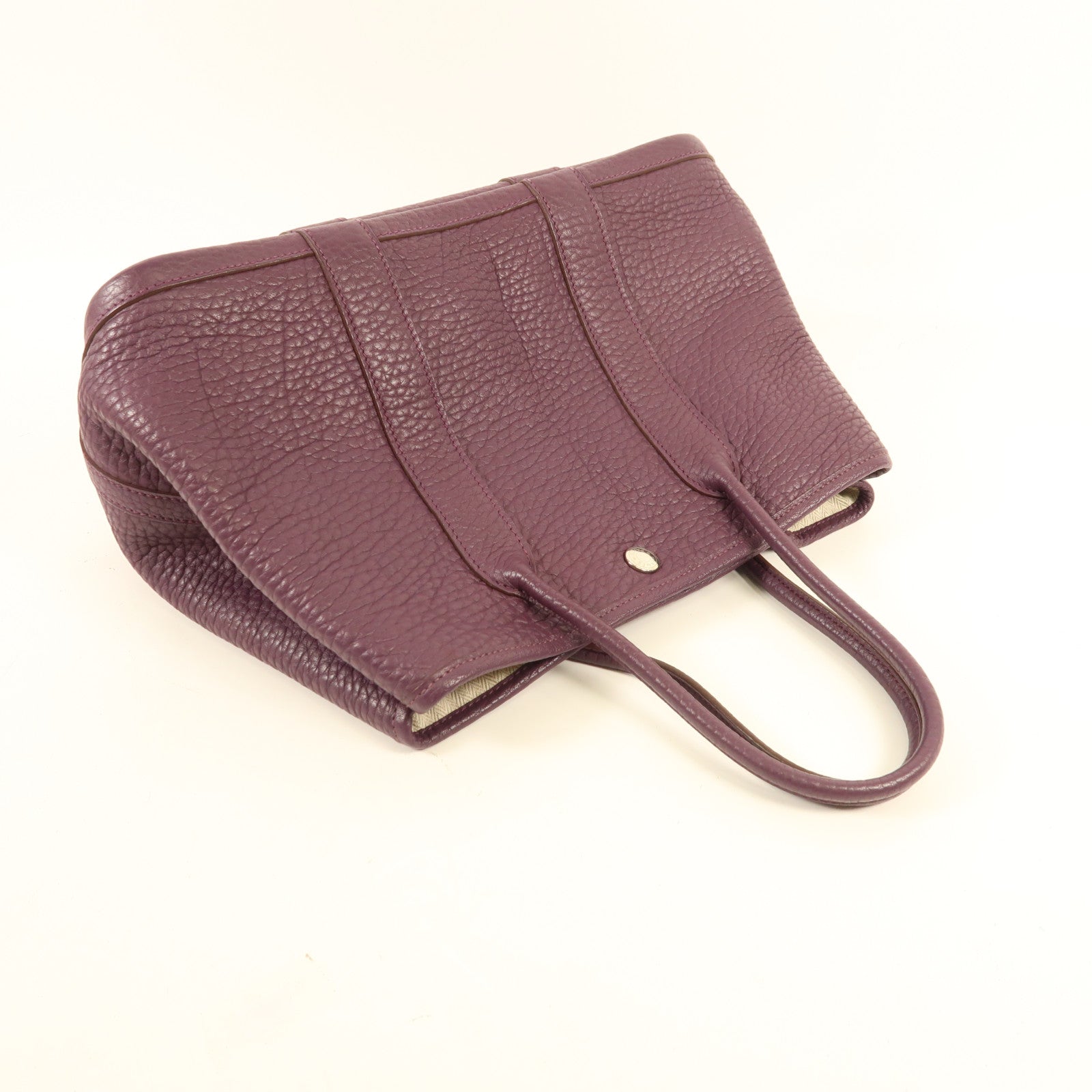HERMES Fjord皮革Garden Party TPM銀扣手挽袋Cassis