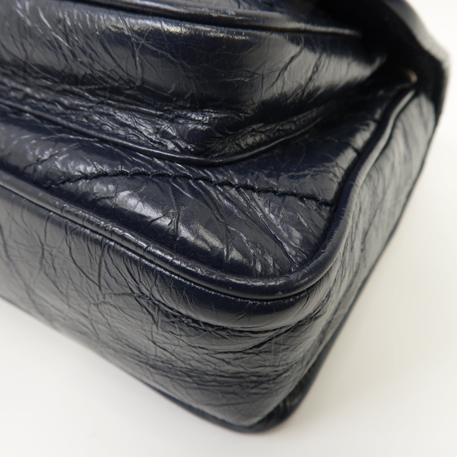 SAINT LAURENT 牛皮皮革Mini Niki Chain Shoulder Bag銀扣鏈帶肩背袋藍色