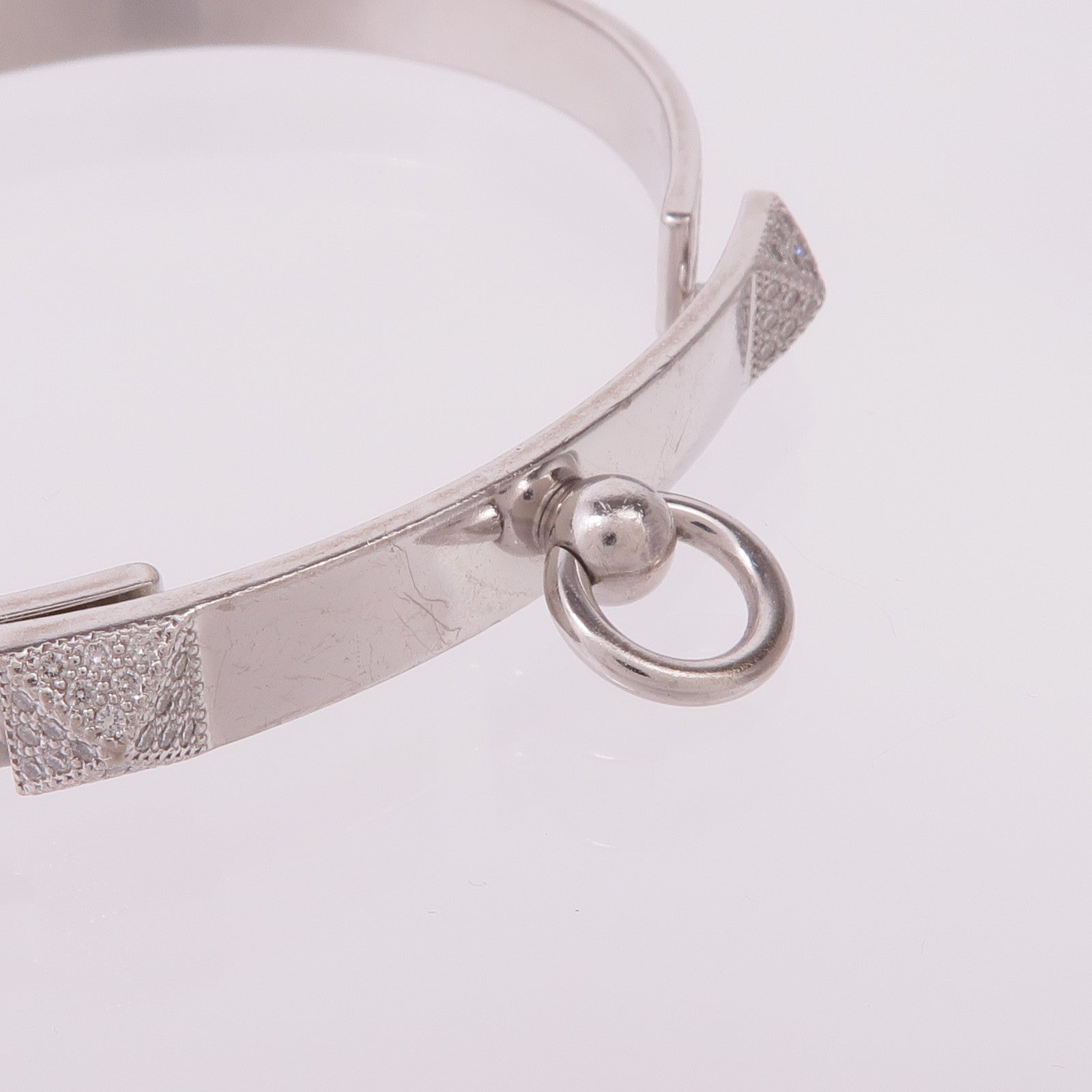HERMES 18K白金Collier De Chien Bangle手鐲