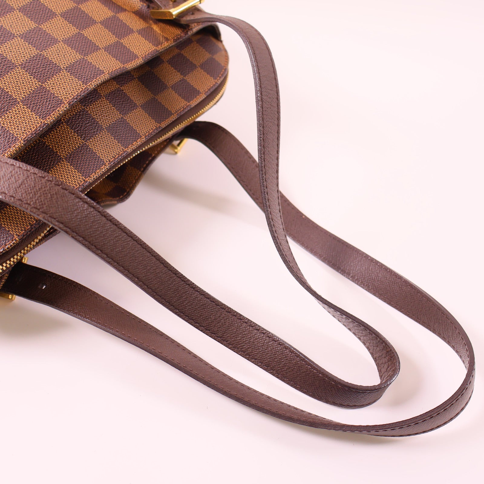 LOUIS VUITTON Damier Belem MM金扣肩背袋棕色