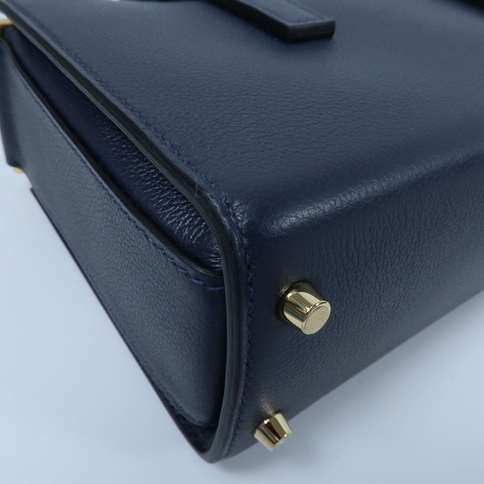 HERMES Evercolor皮革New Drag II金扣手挽肩背兩用袋Bleu Nuit