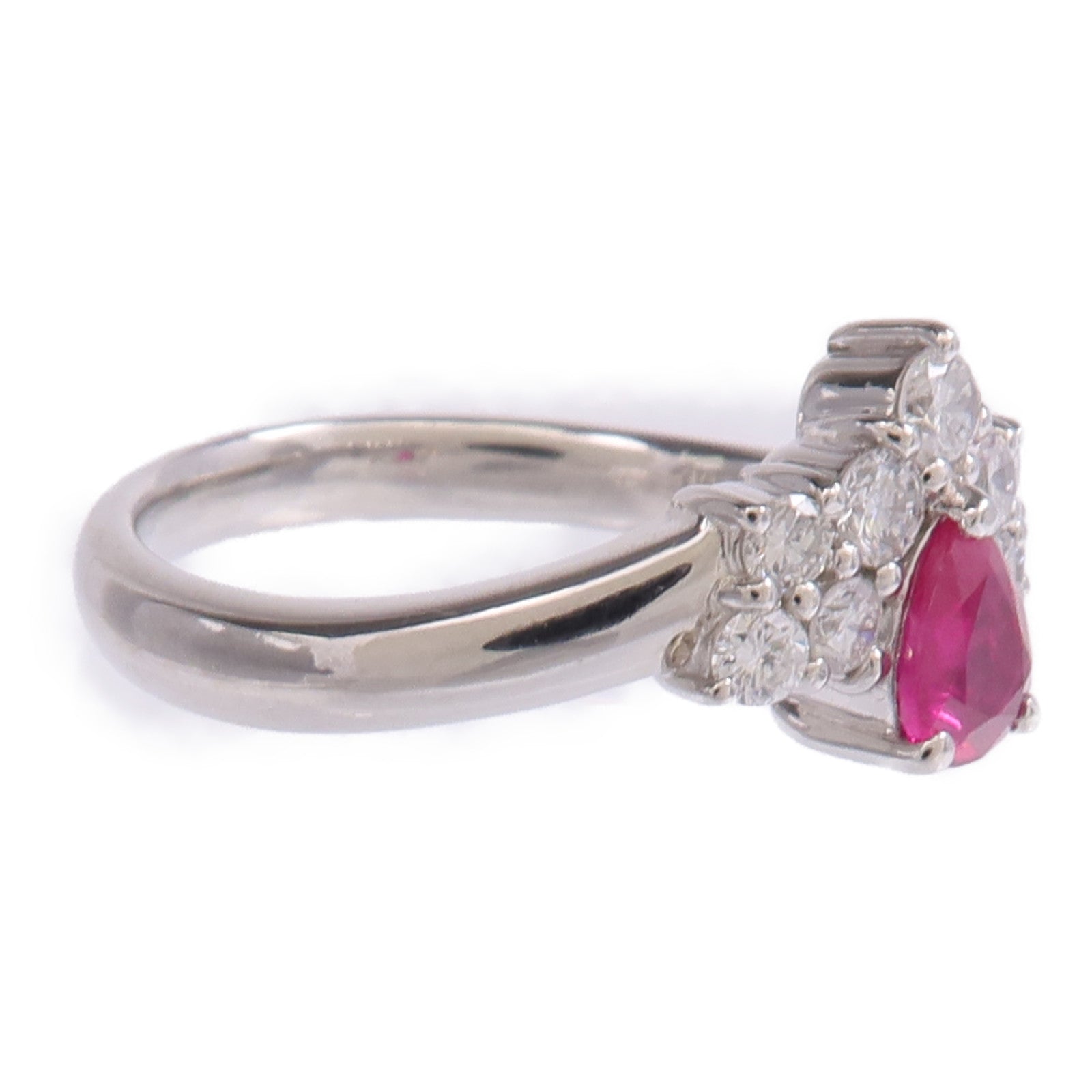 JEWELRY 【激減優惠】PT900鉑金Ruby Diamond Ring紅寶石/鑽石戒指US#6.25