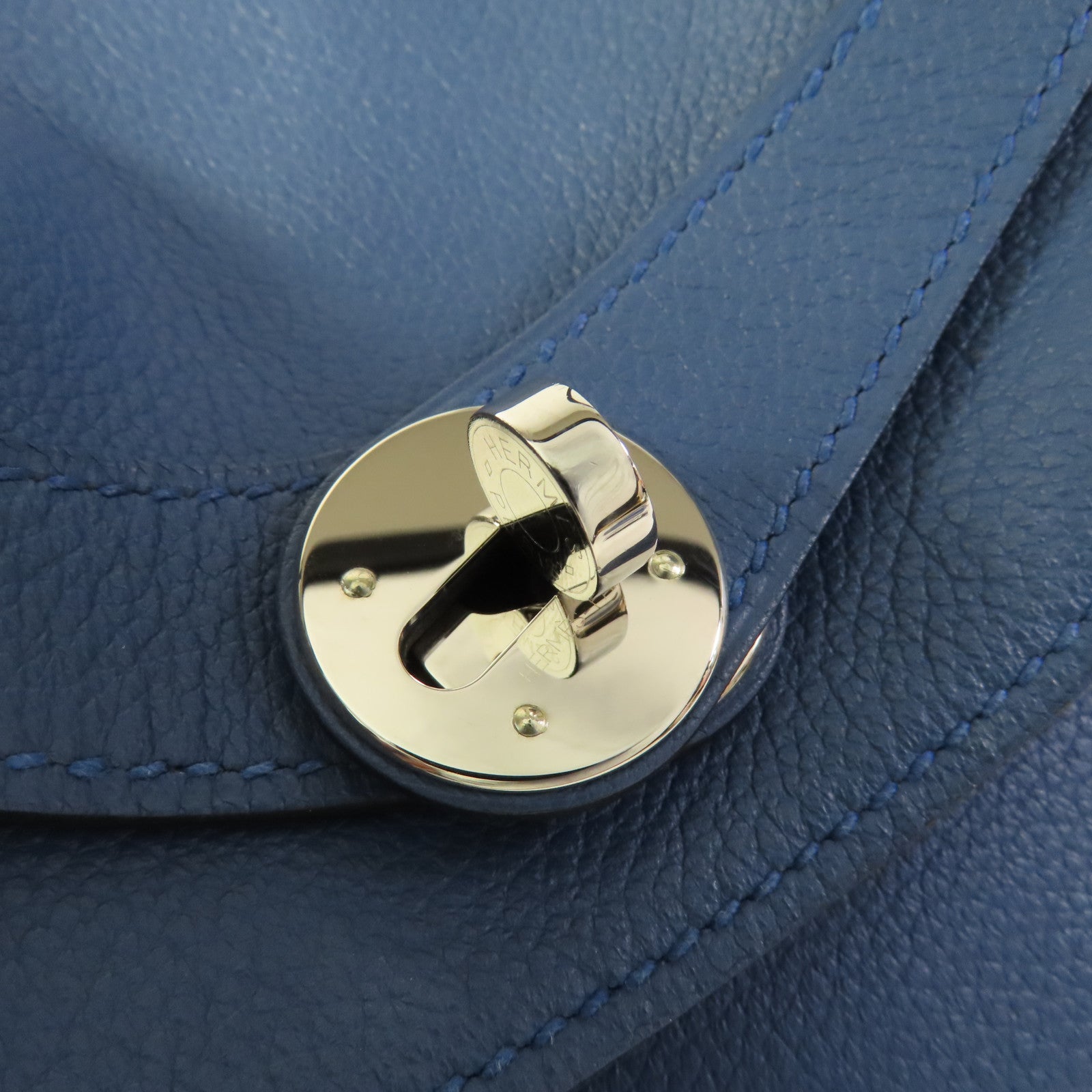 HERMES PHW Lindy 30 2way Shoulder Bag Evercolor Bleu Agate