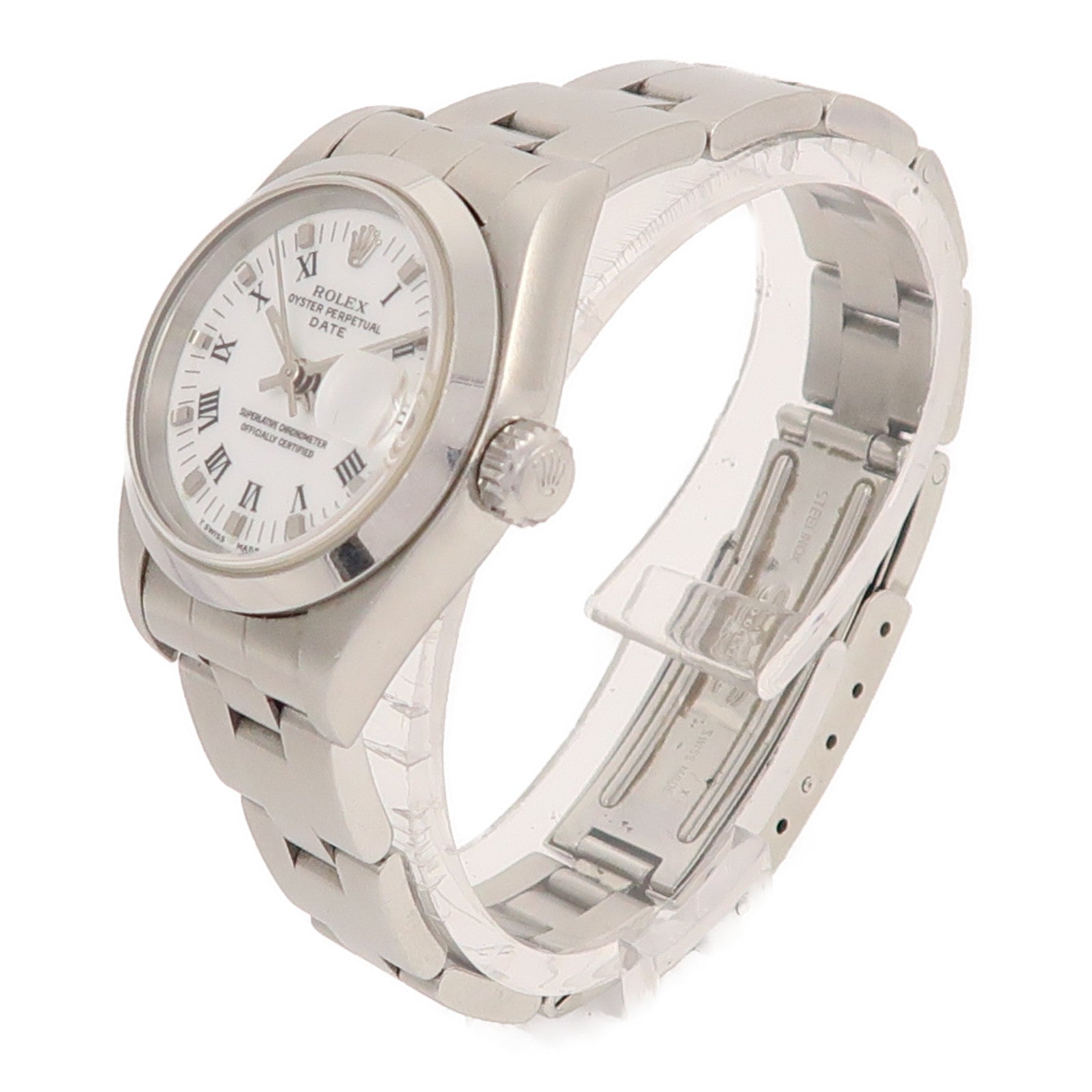 ROLEX Oyster Perpetual Lady Date Automatic Watch 69160 Stainless Steel White