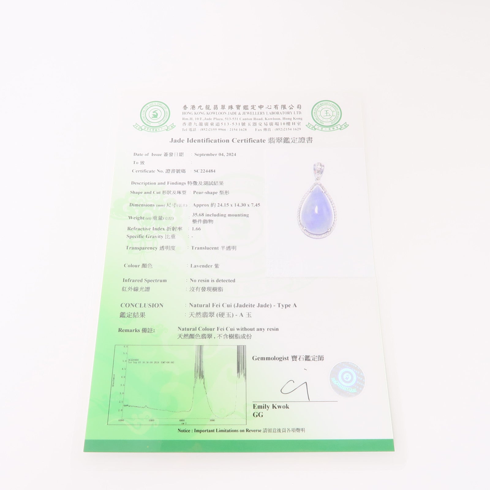 JEWELRY 18K白金Jade Necklace翡翠項鍊紫色