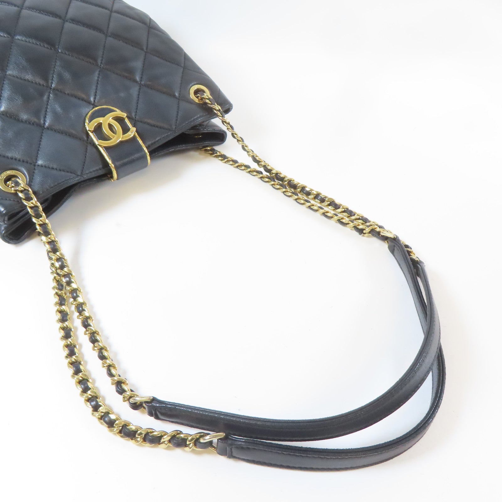 CHANEL 【激減優惠】菱格羊皮皮革Chain Shoulder Bag金扣鏈帶肩背袋深藍色