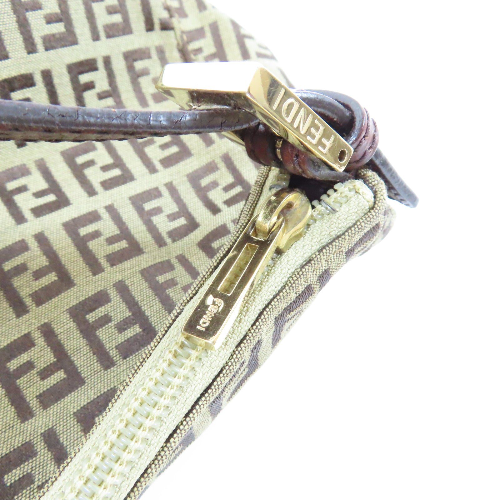 FENDI 帆布Zucchino金扣手挽袋啡色
