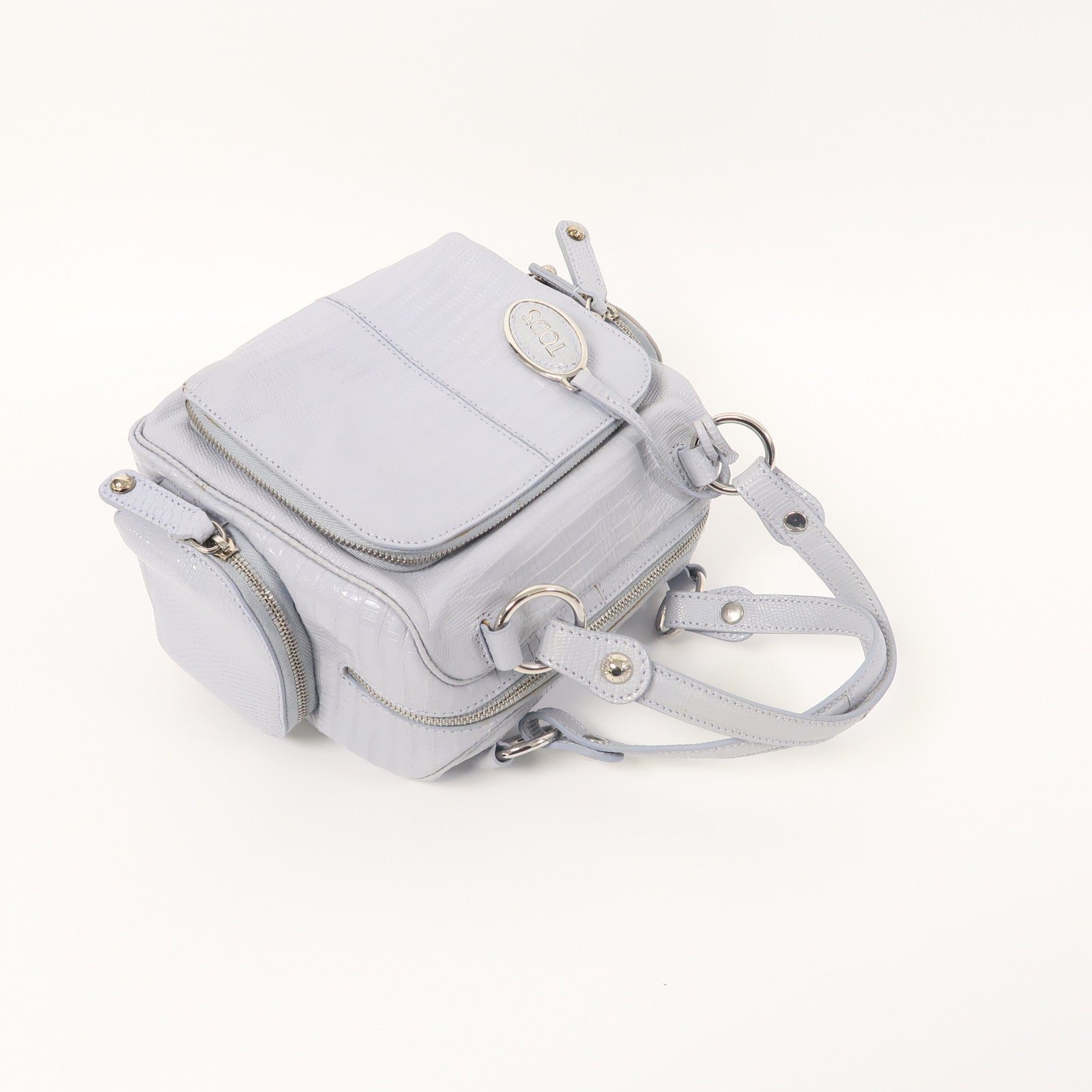 TOD'S 皮革Hand Bag銀扣手挽袋藍色