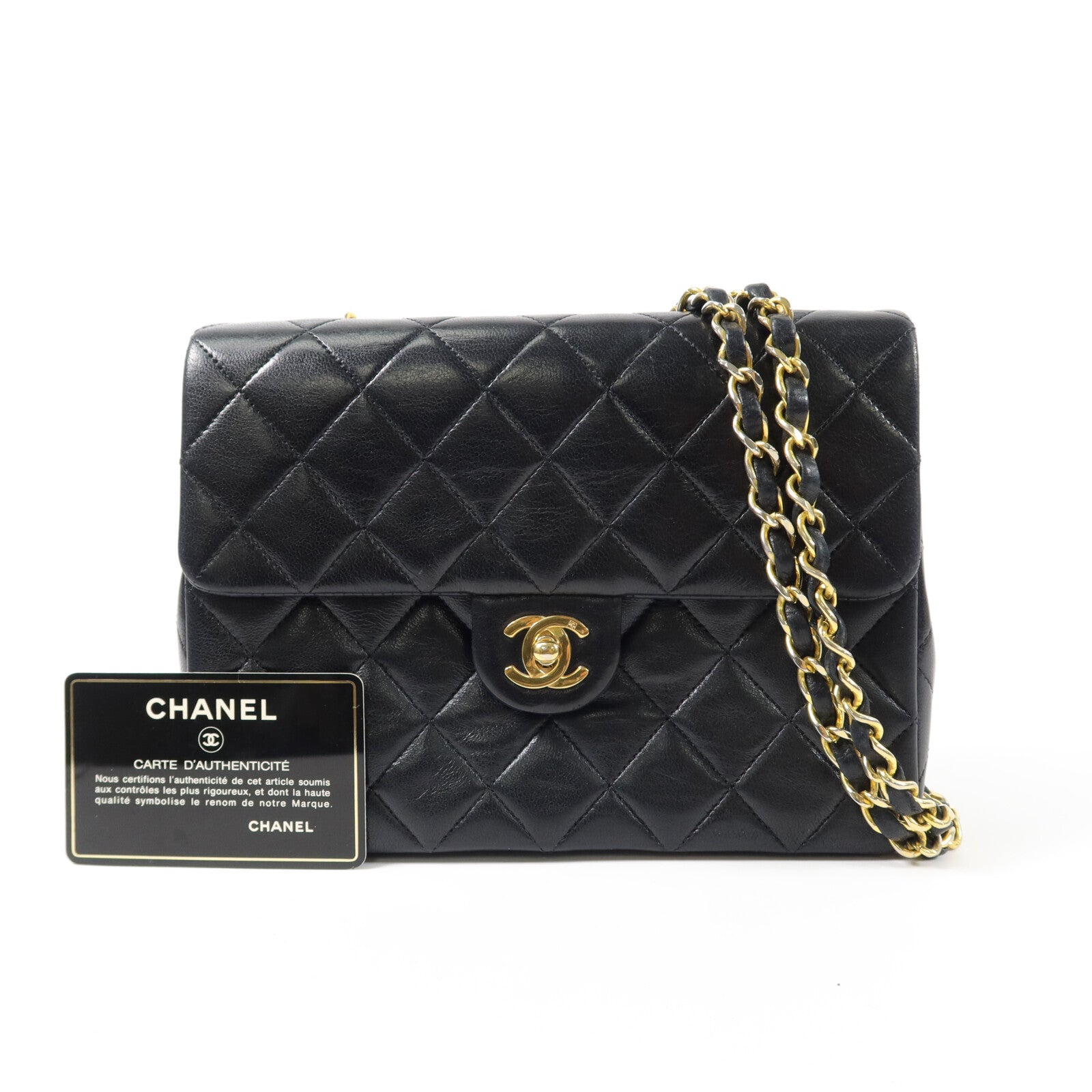 CHANEL 羊皮皮革Vintage Mini Classic Square鏈帶肩背袋