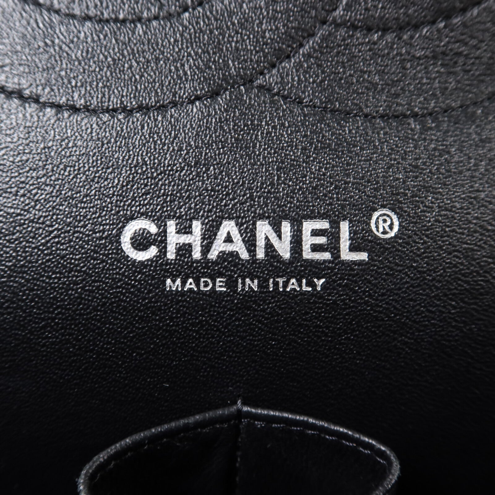 CHANEL 牛皮皮革Large Classic銀扣鏈帶肩背袋