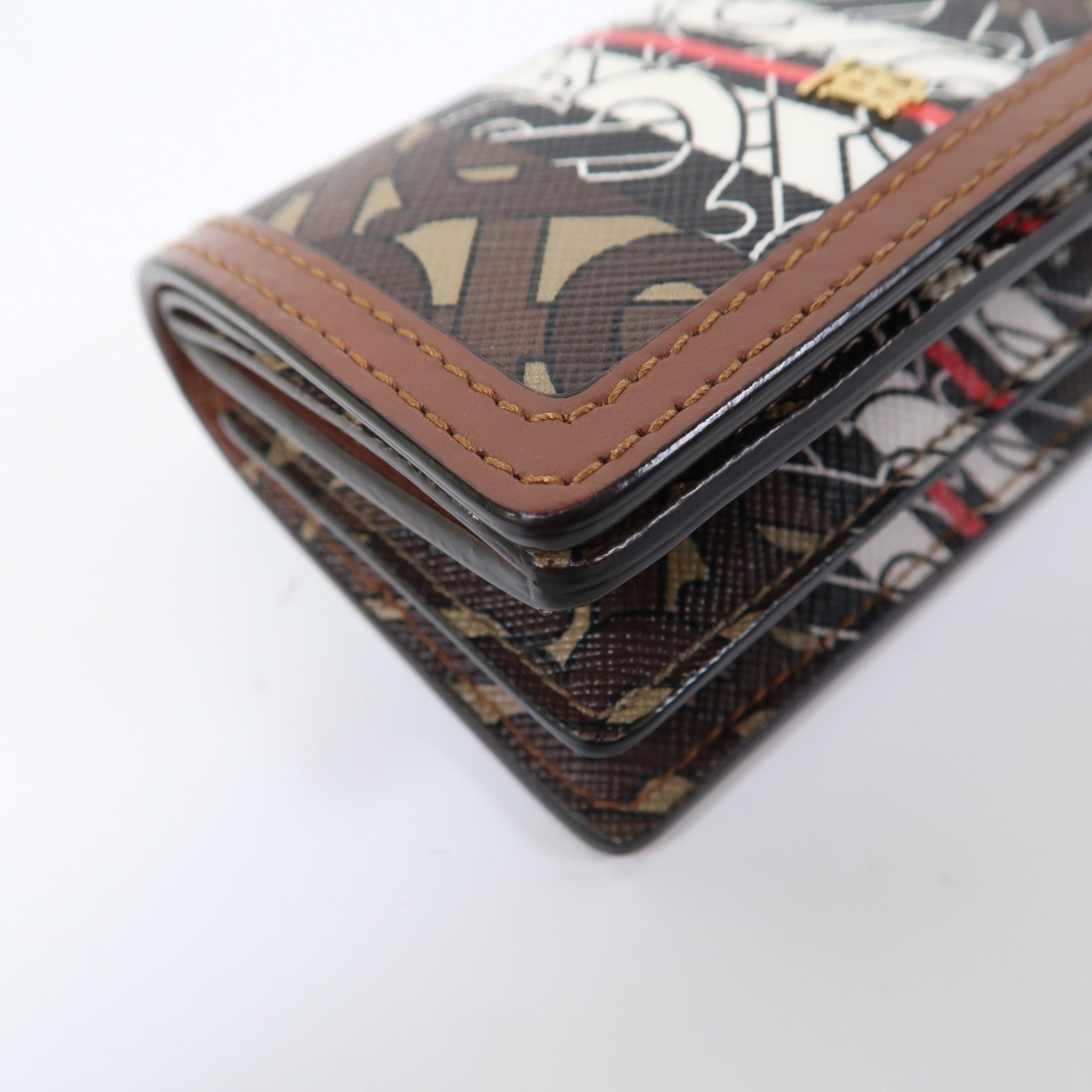 BURBERRY 塗層帆布Chain Card Case金扣鏈帶卡包啡色