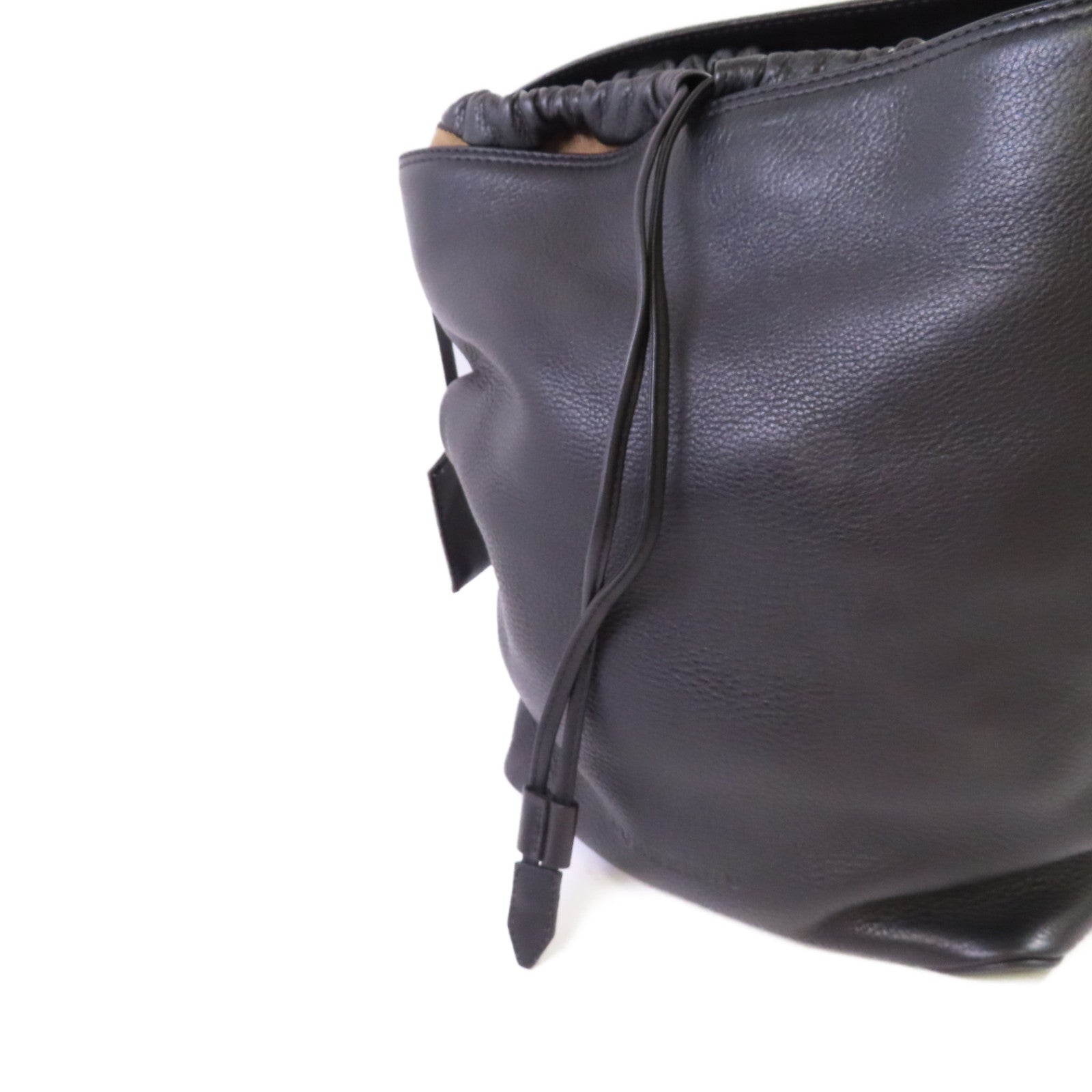 BURBERRY 【激減優惠】牛皮皮革Bucket 2Way Bag銀扣手挽肩背兩用袋黑色