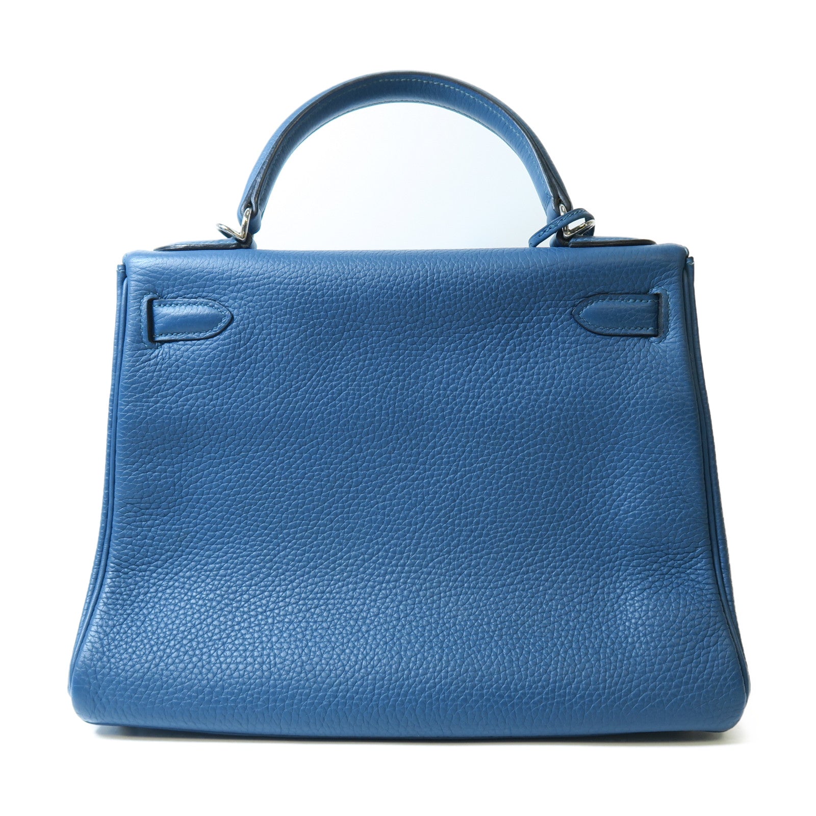 HERMES 【激減優惠】Clemence皮革Kelly 28銀扣手挽肩背兩用袋藍色