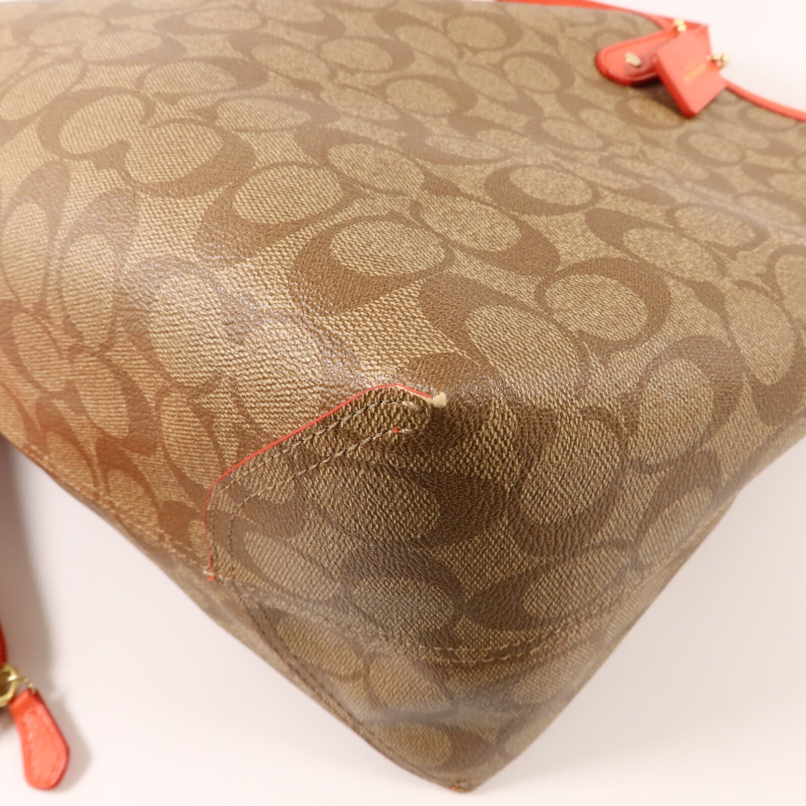 COACH 塗層帆布/牛皮皮革Tote Bag手挽袋